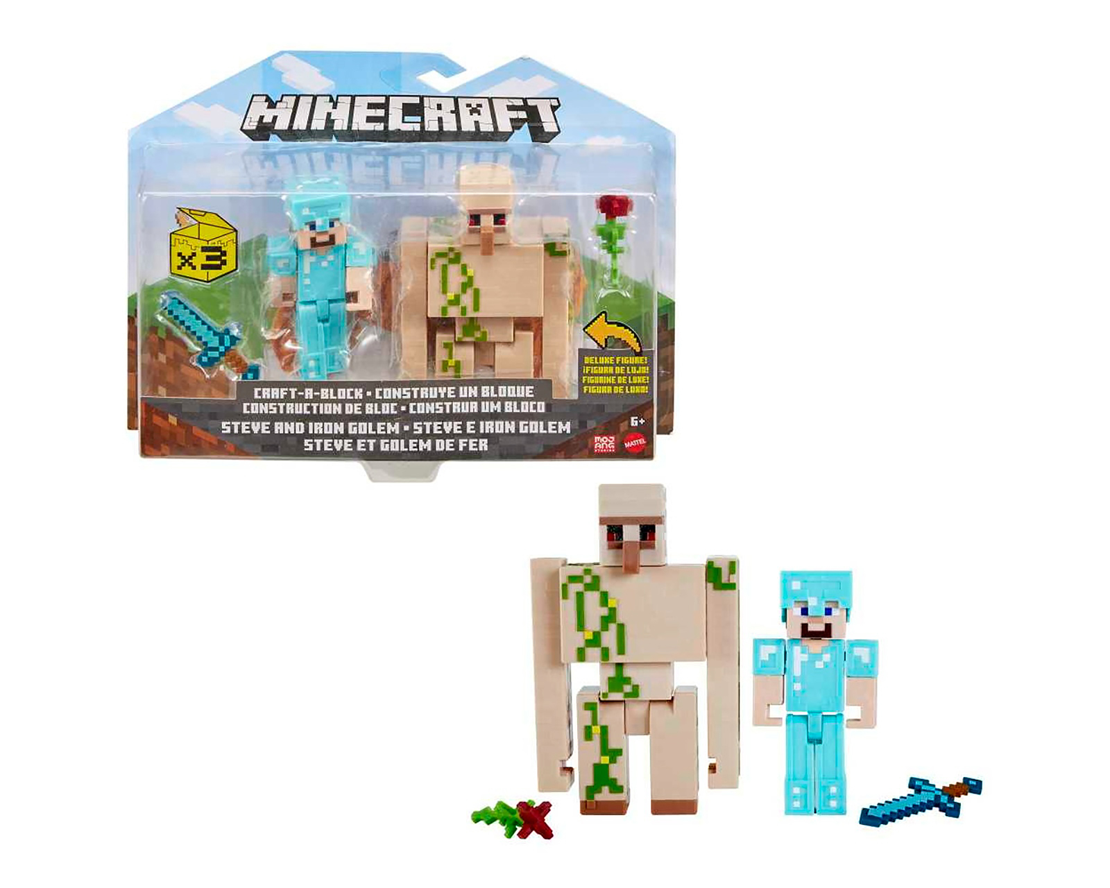 Foto 3 | Foto 3 | Figura de Acción Mattel Minecraft Vainilla 1 Set al Azar