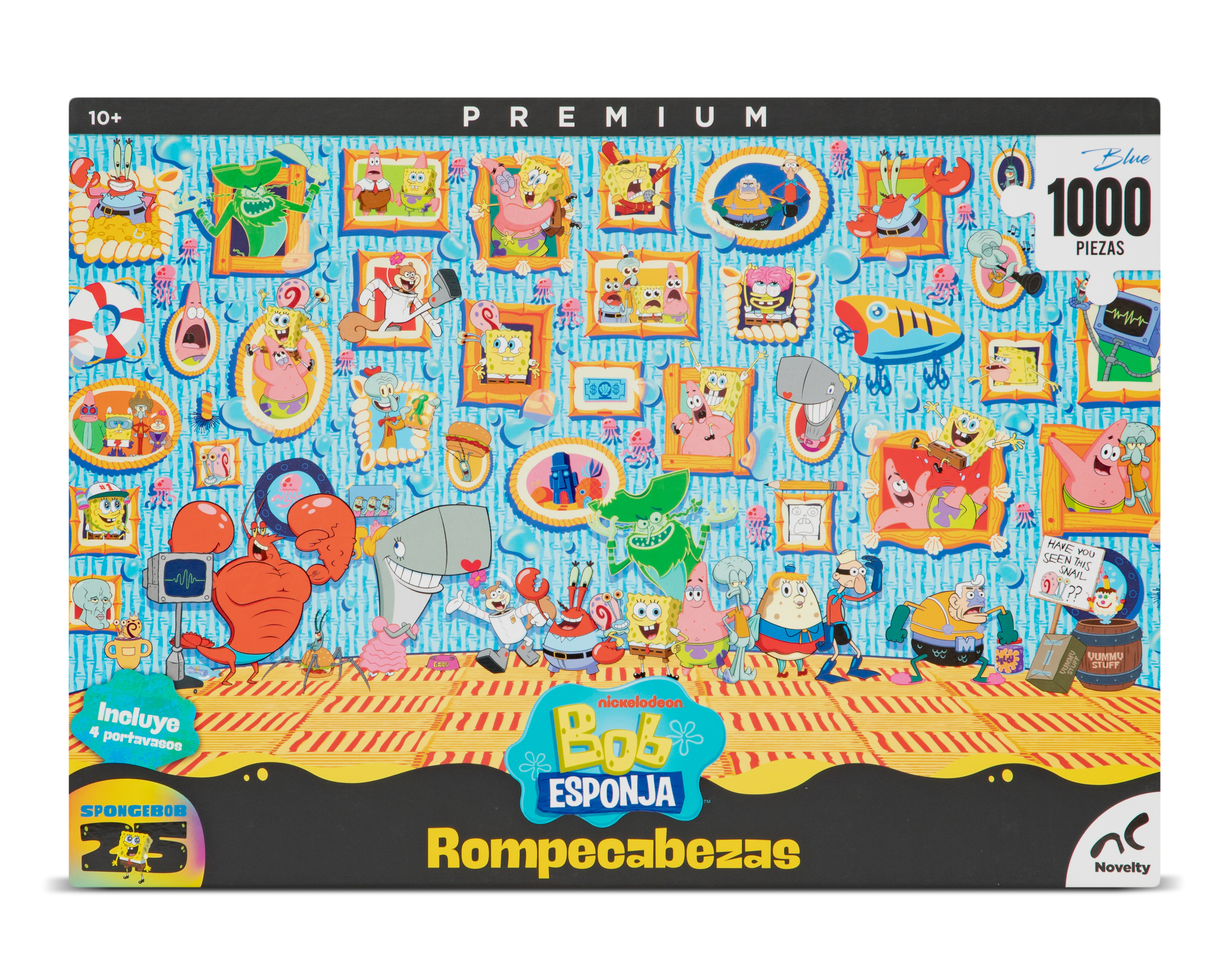 Rompecabezas Bob Esponja con Portavasos Novelty 1000 Piezas