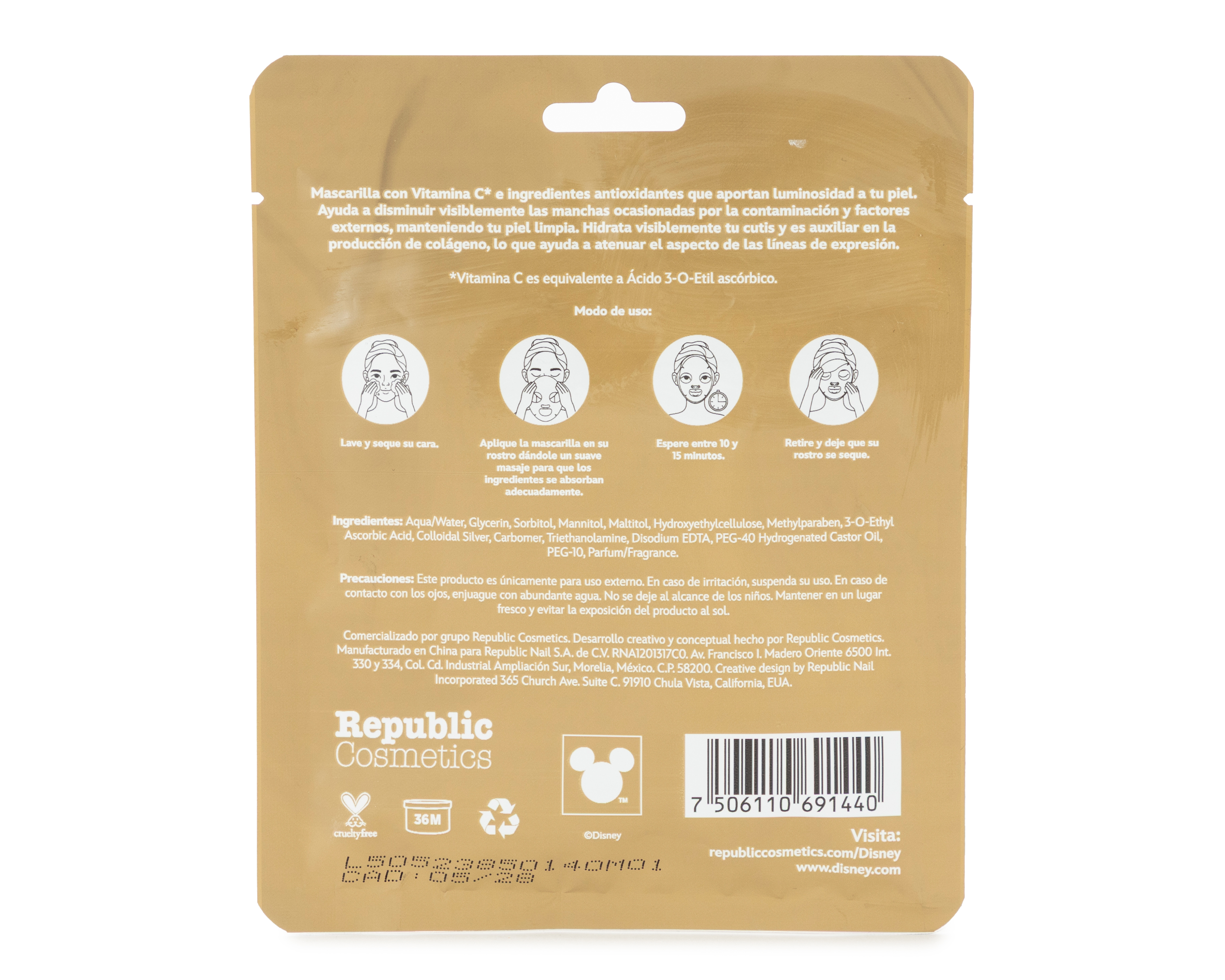 Foto 3 pulgar | Foto 2 | Mascarilla Vitamina C Republic Cosmetics Disney Villains 30 g