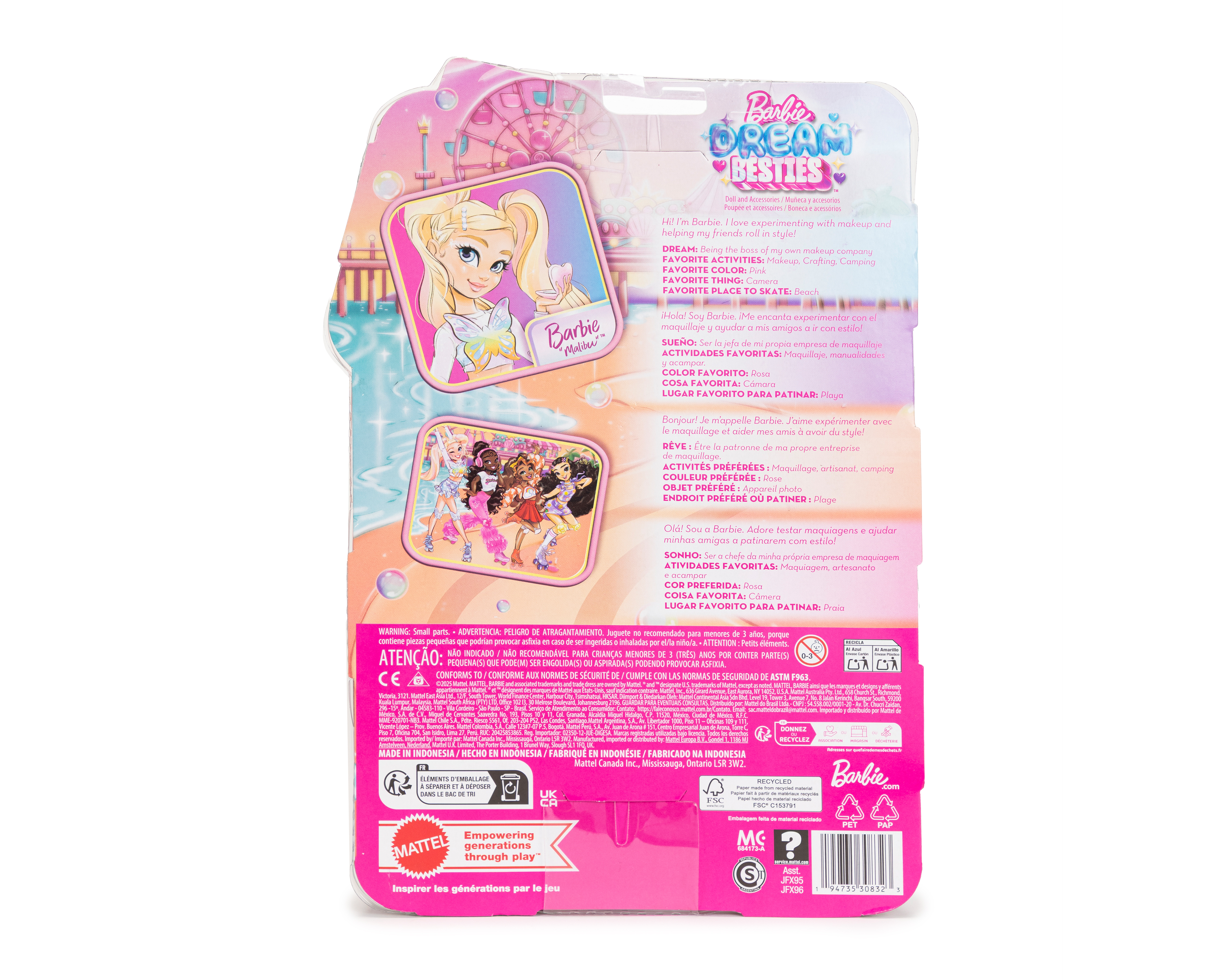 Foto 4 pulgar | Foto 3 | Muñeca Barbie Dream Besties Skate Party