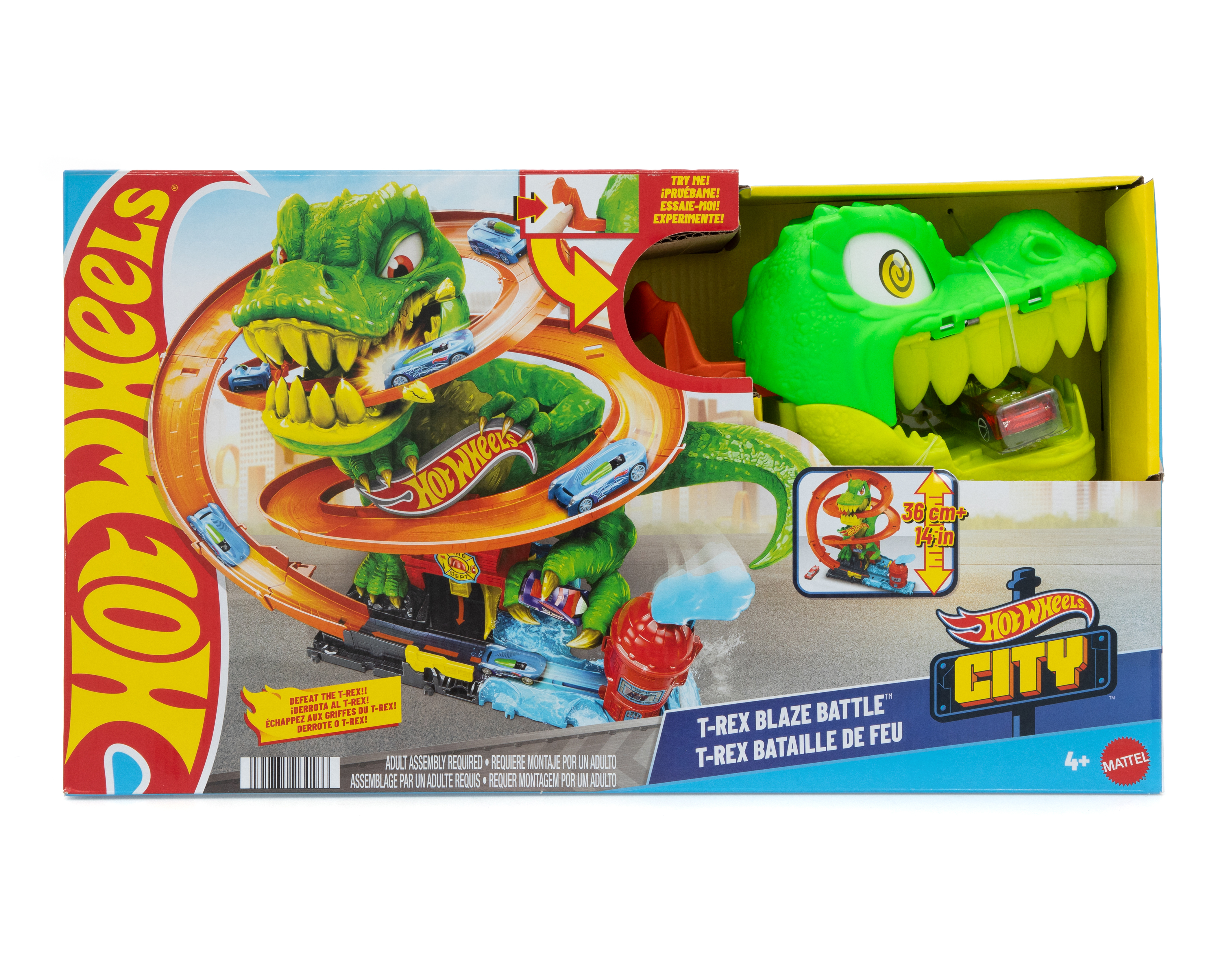 Pista de Carreras Hot Wheels City T-Rex vs Estación de Bomberos