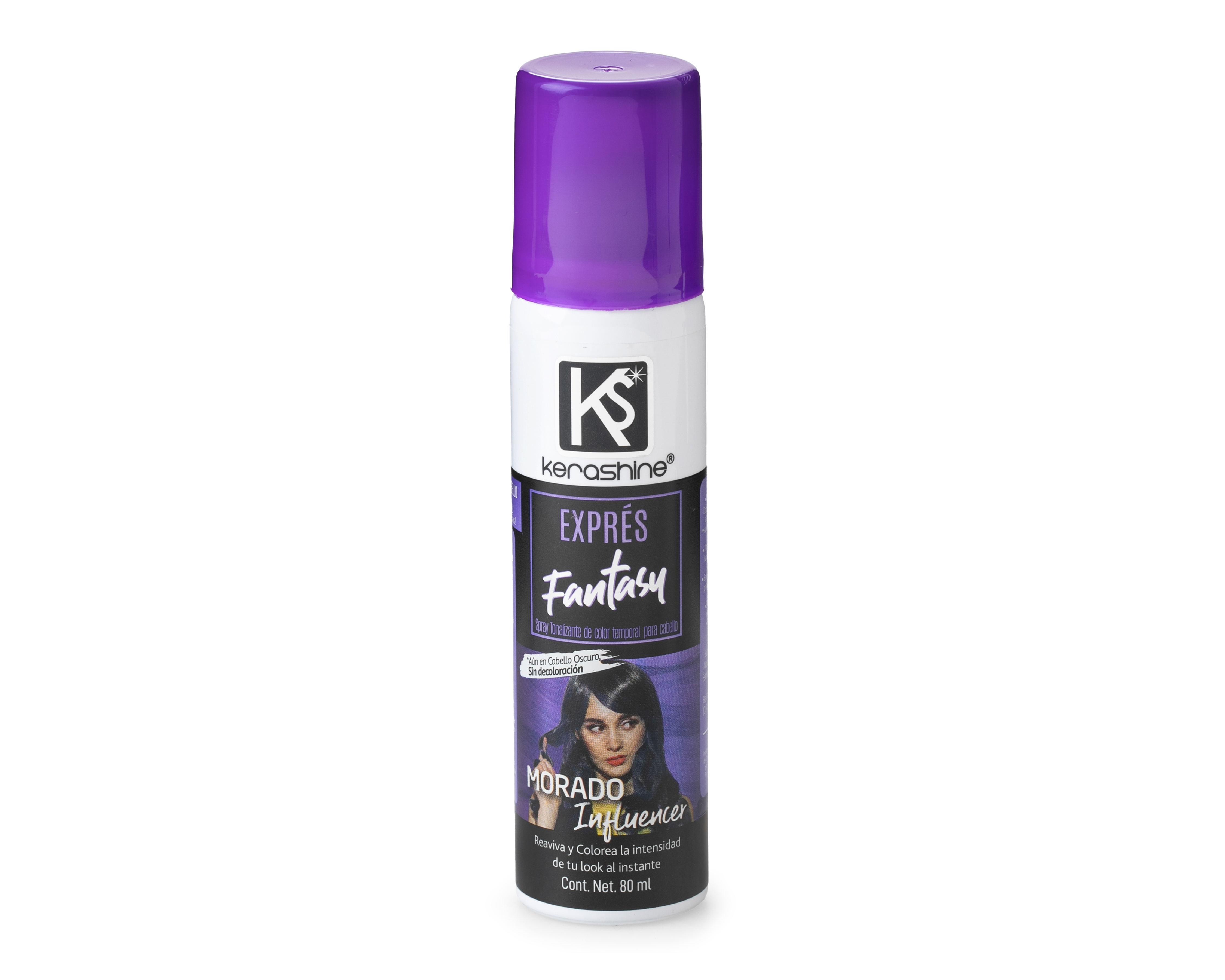 Spray de Color Temporal Kerashine Exprés Fantasy Morado 80 ml