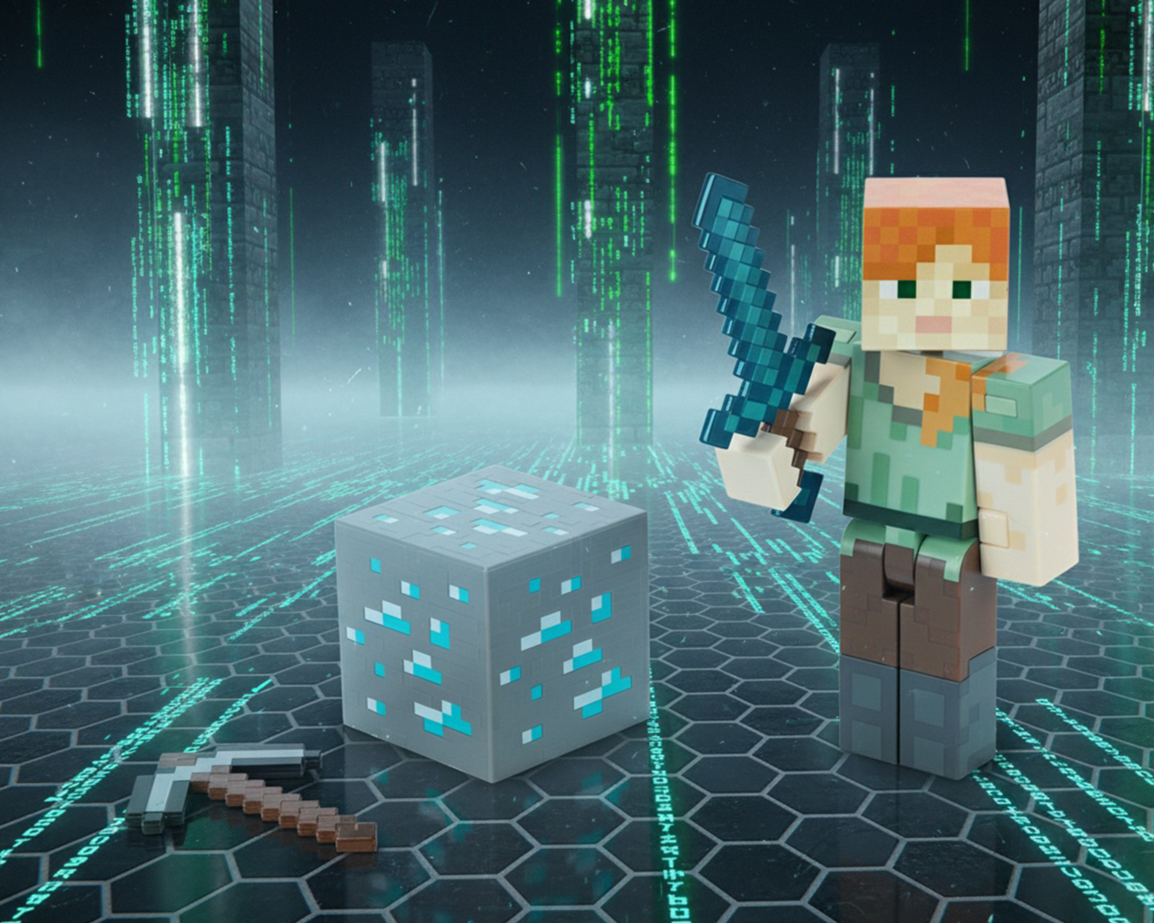 Foto 7 | Foto 7 | Figura de Acción Minecraft Diamond Level Alex con Accesorios