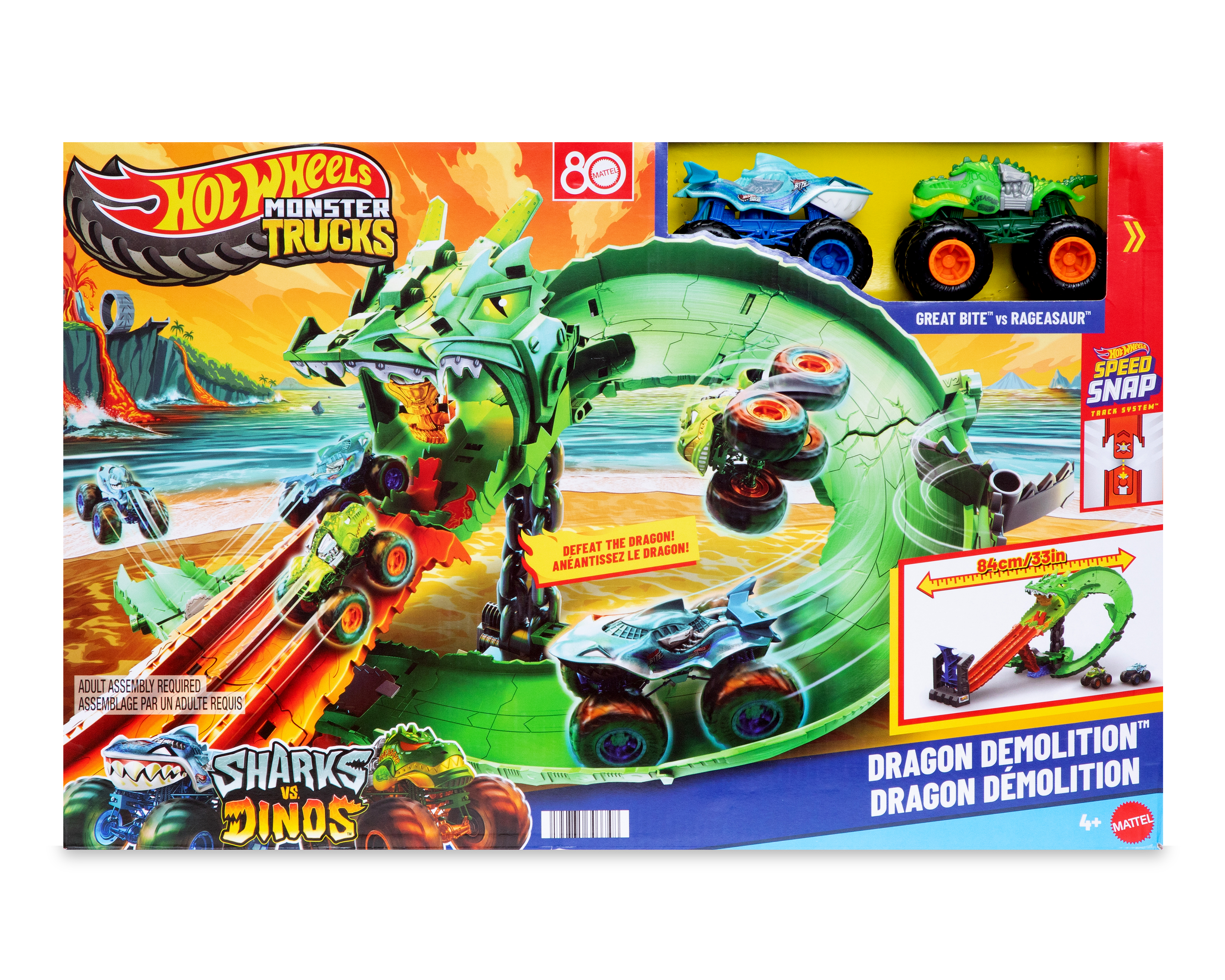 Pista de Juguete Hot Wheels Monster Trucks Dragon Demolition