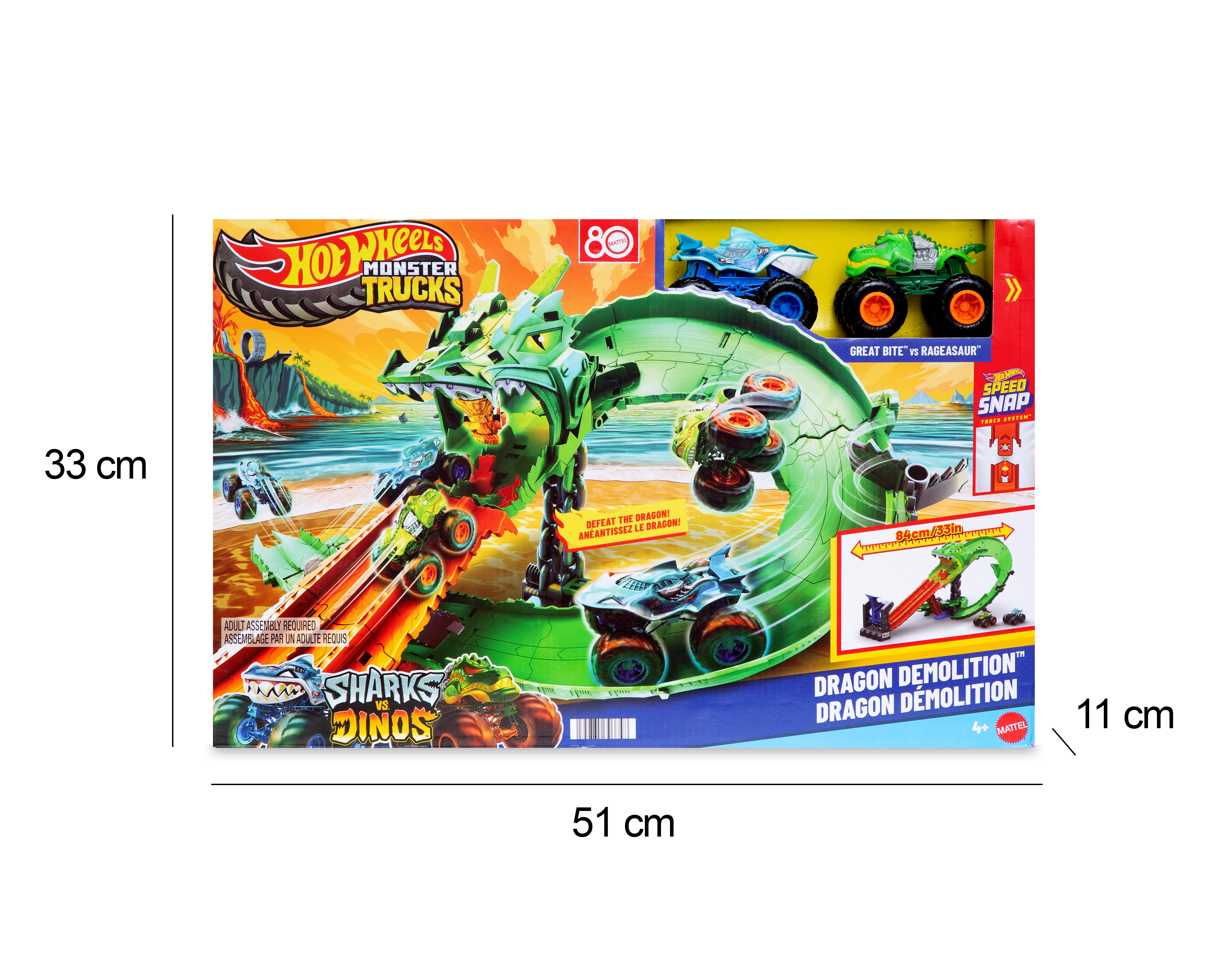 Foto 5 pulgar | Foto 4 | Pista de Juguete Hot Wheels Monster Trucks Dragon Demolition