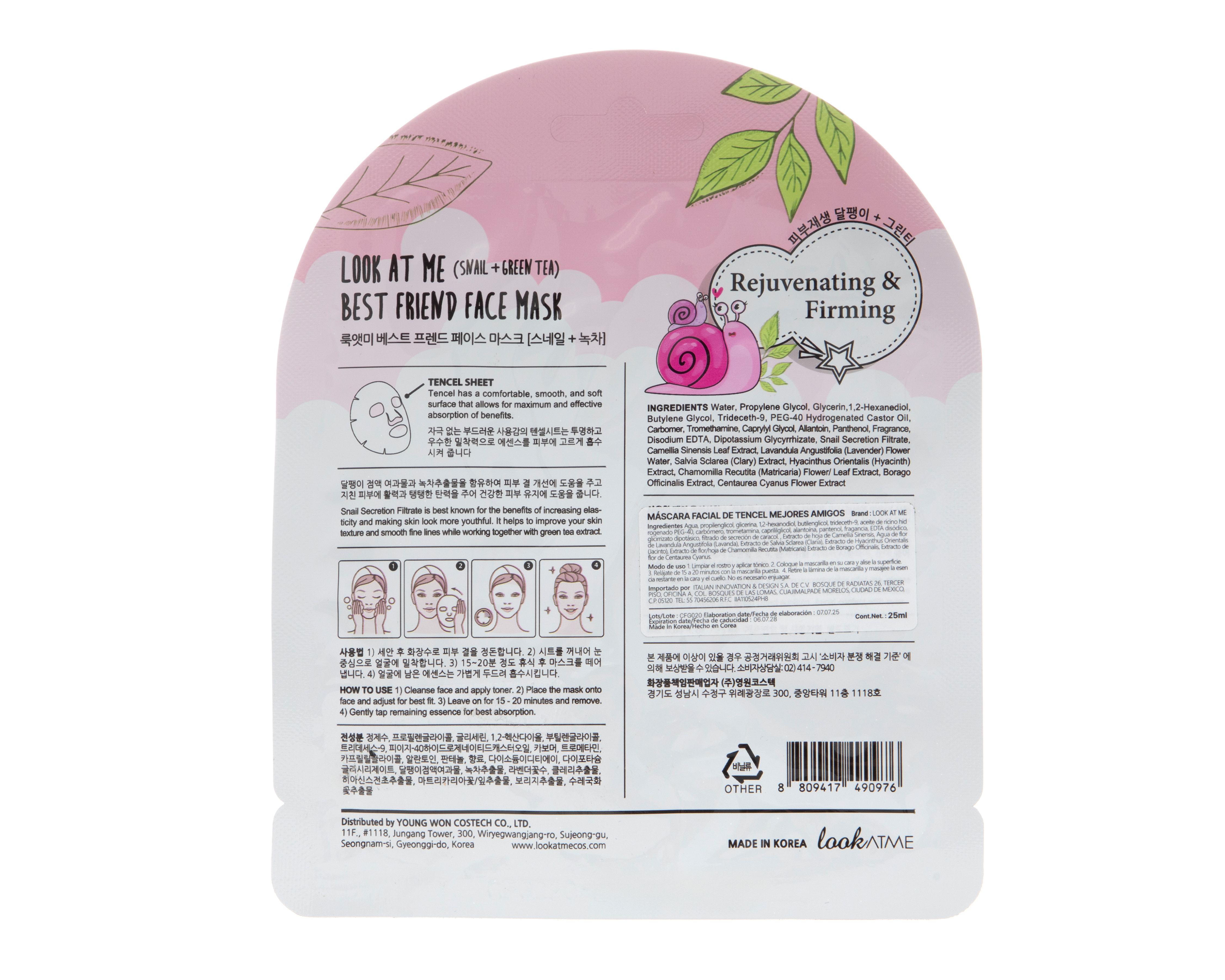 Foto 2 | Foto 2 | Mascarilla Facial Snail + Green Tea Look At Me Best Friend 25 ml