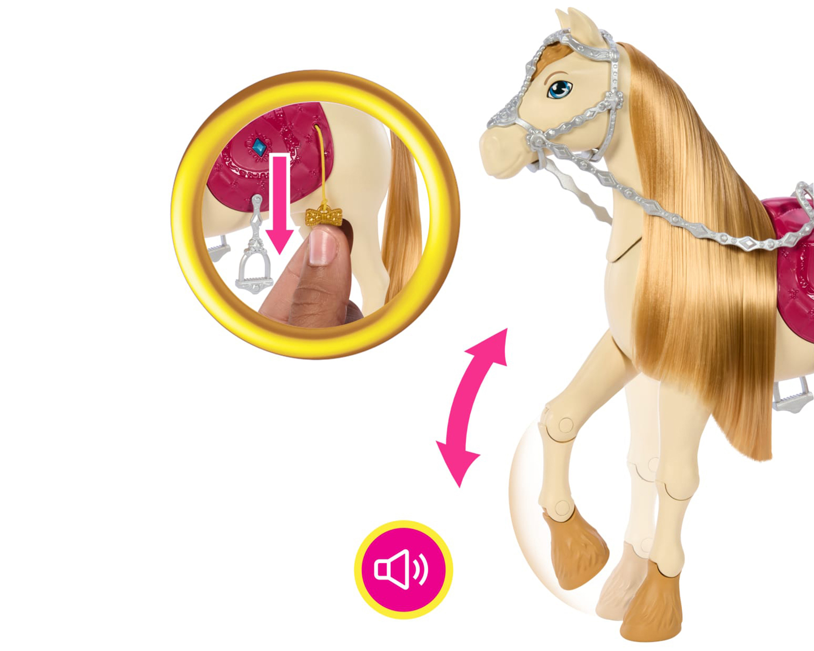 Foto 3 pulgar | Foto 2 | Caballo Barbie The Great Horse Chase con Sonidos