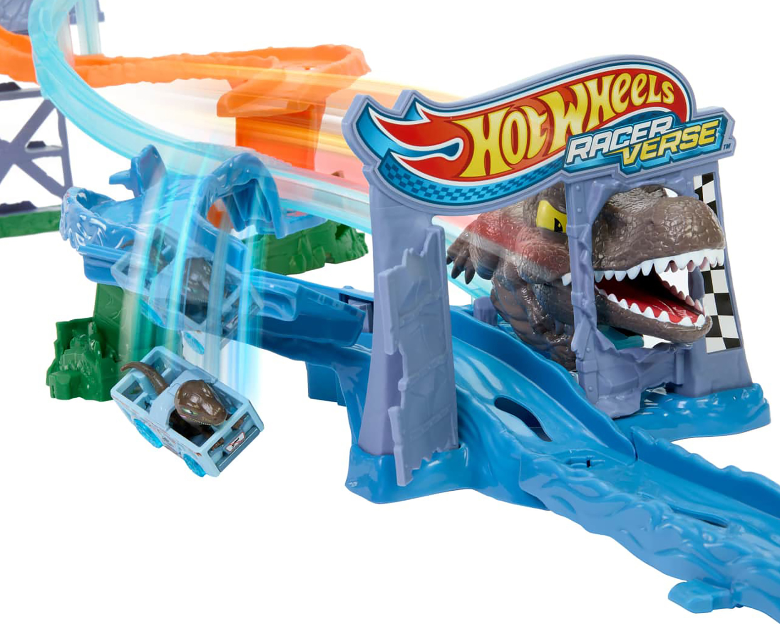 Foto 3 pulgar | Foto 2 | Pista de Carreras Hot Wheels Jurassic World RacerVerse Crash & Splash