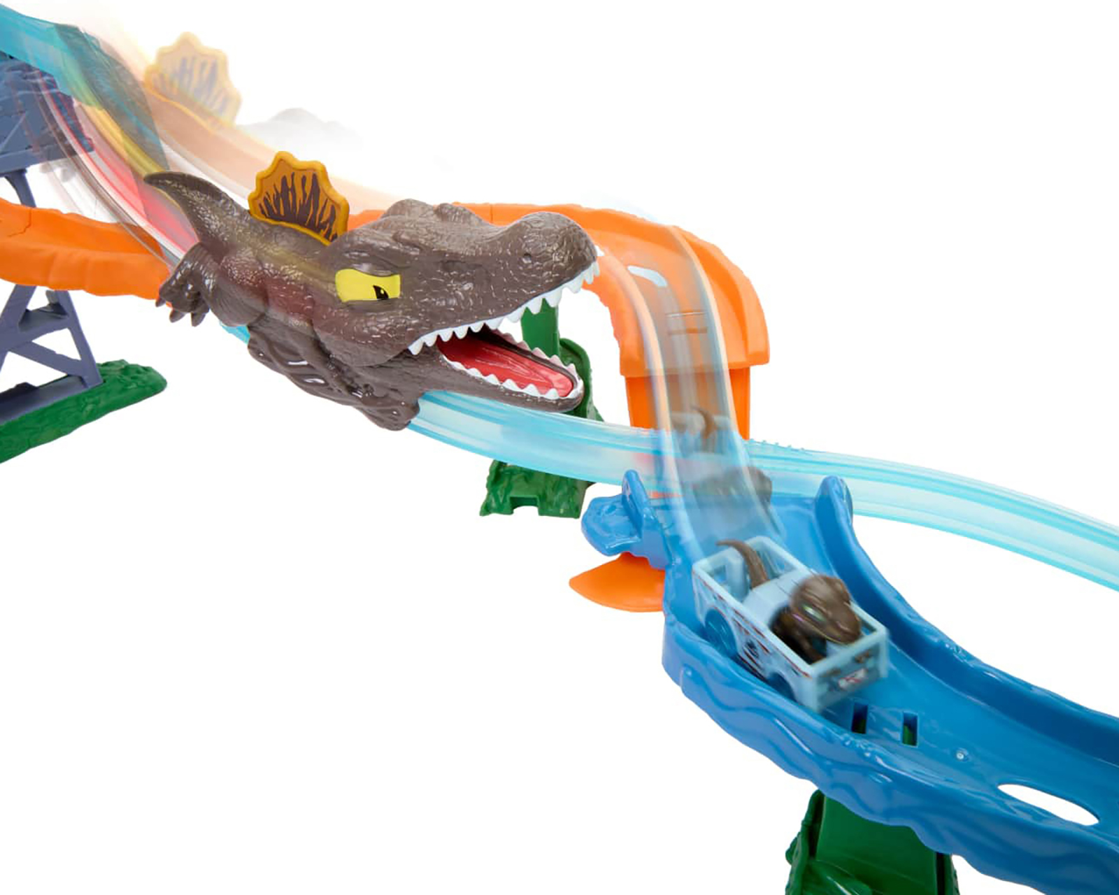 Foto 5 pulgar | Foto 4 | Pista de Carreras Hot Wheels Jurassic World RacerVerse Crash & Splash