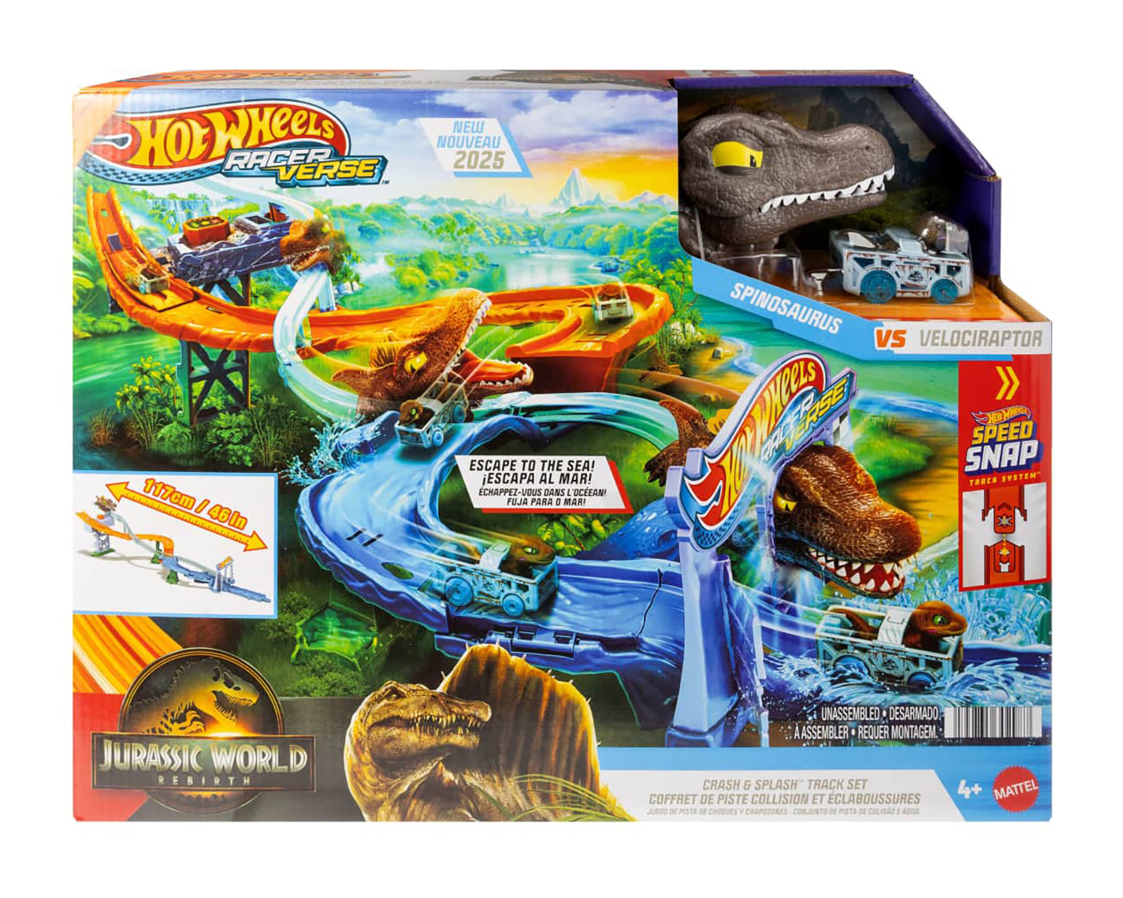 Foto 6 pulgar | Foto 5 | Pista de Carreras Hot Wheels Jurassic World RacerVerse Crash & Splash