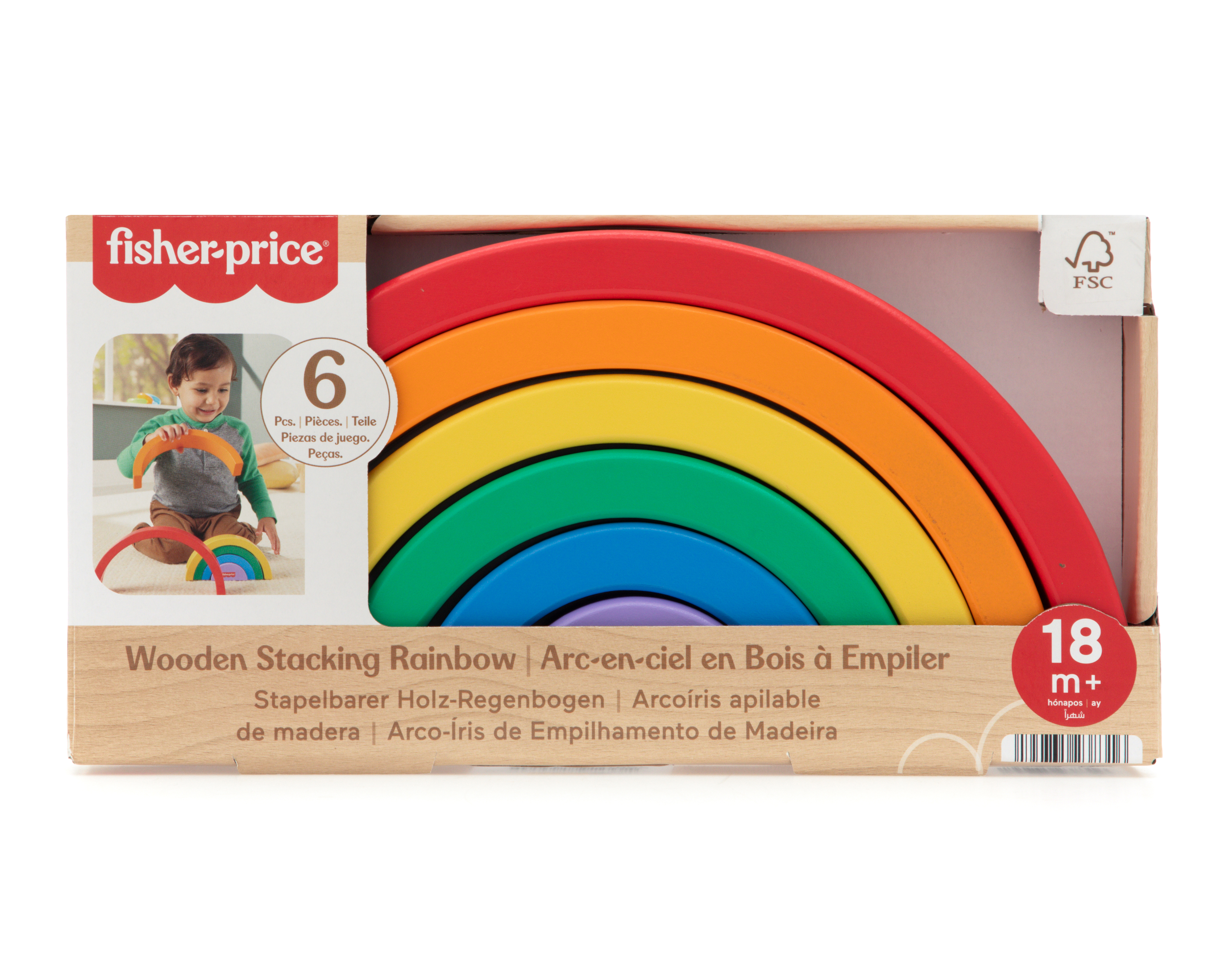 Foto 5 pulgar | Foto 4 | Arcoíris Apilable de Madera Fisher Price