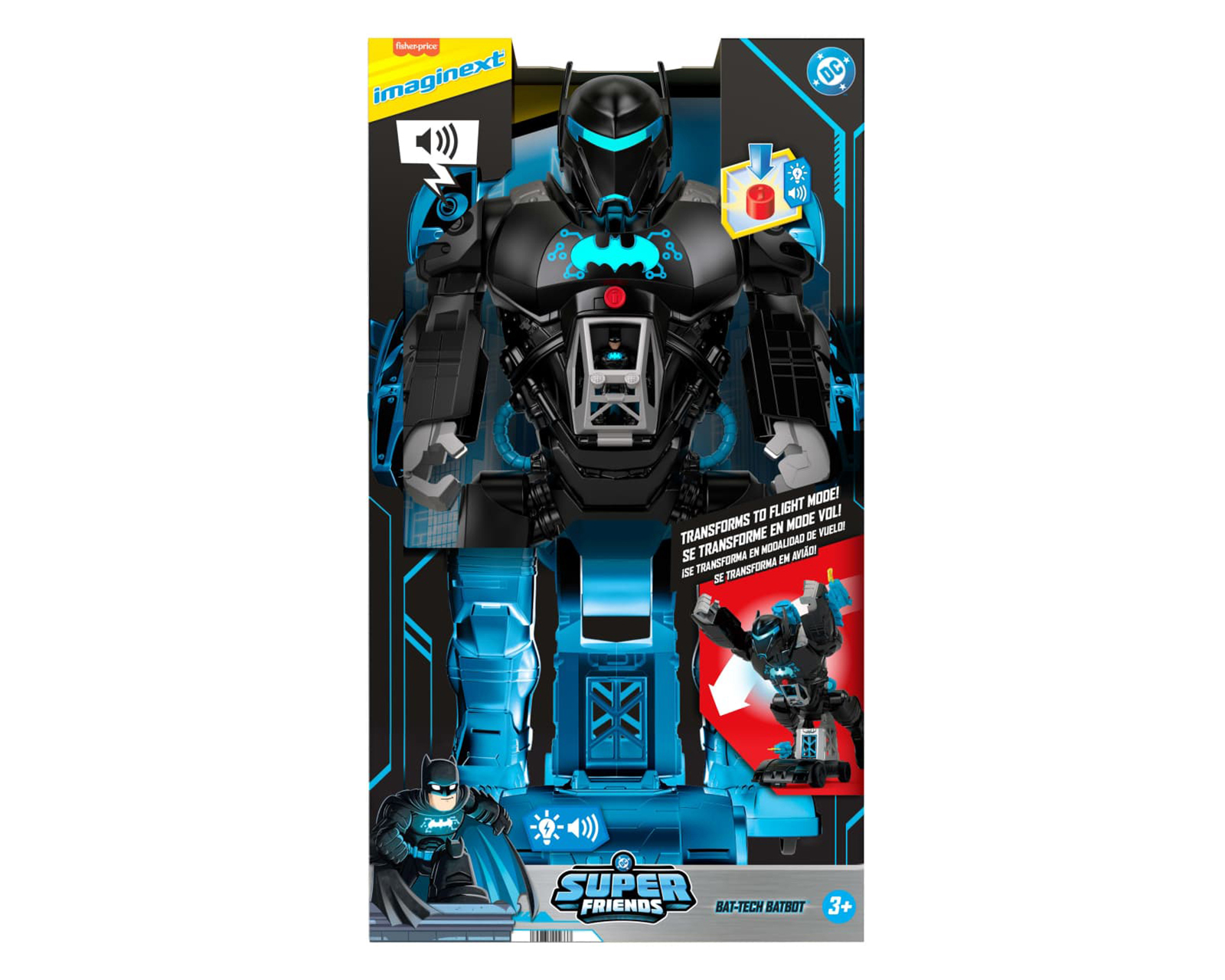 Foto 8 pulgar | Foto 7 | Bat-Tech Batbot Figura de Acción Fisher-Price Imaginext con Luz y Sonido