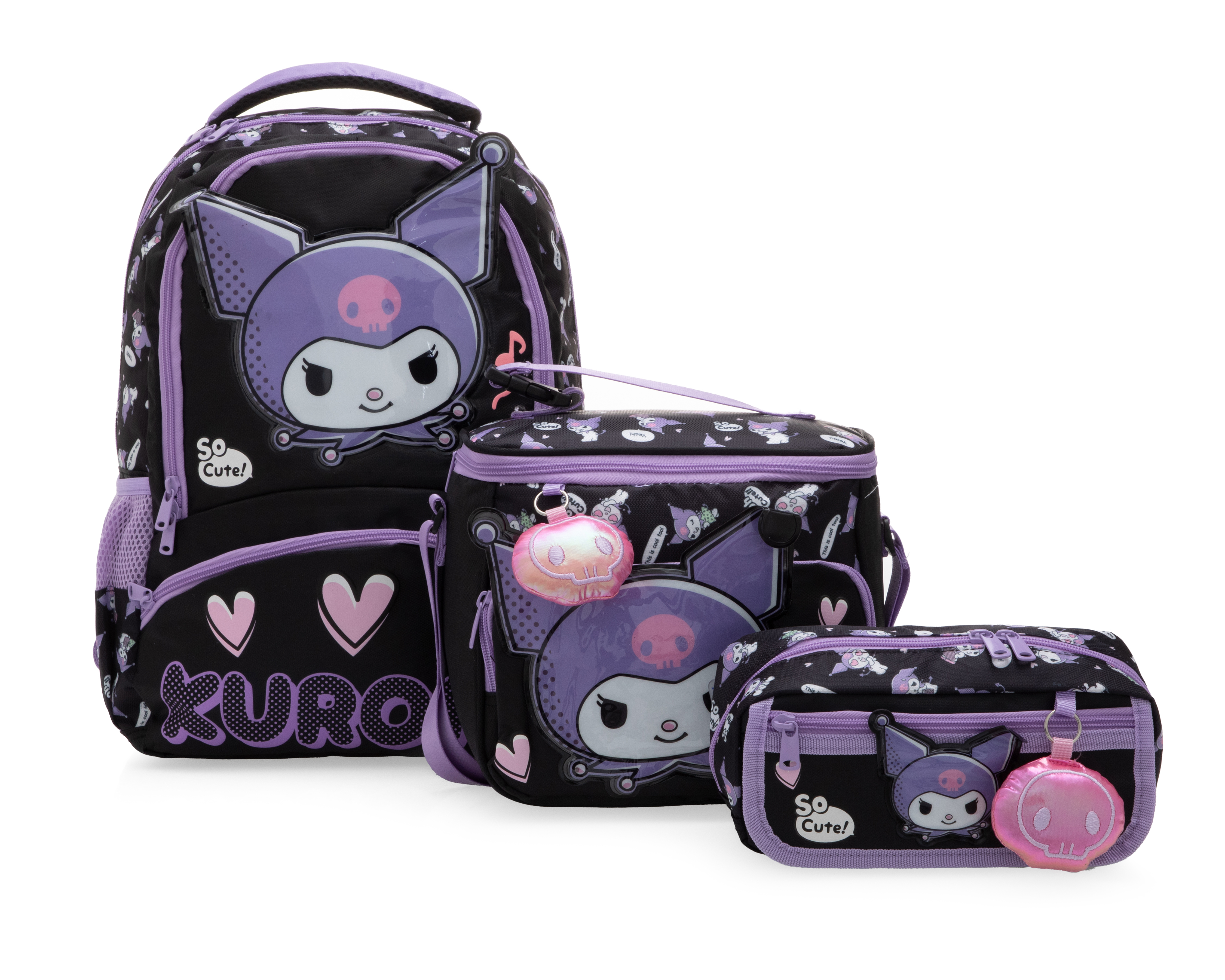Mochila Ruz Kuromi con Lonchera y Lapicera