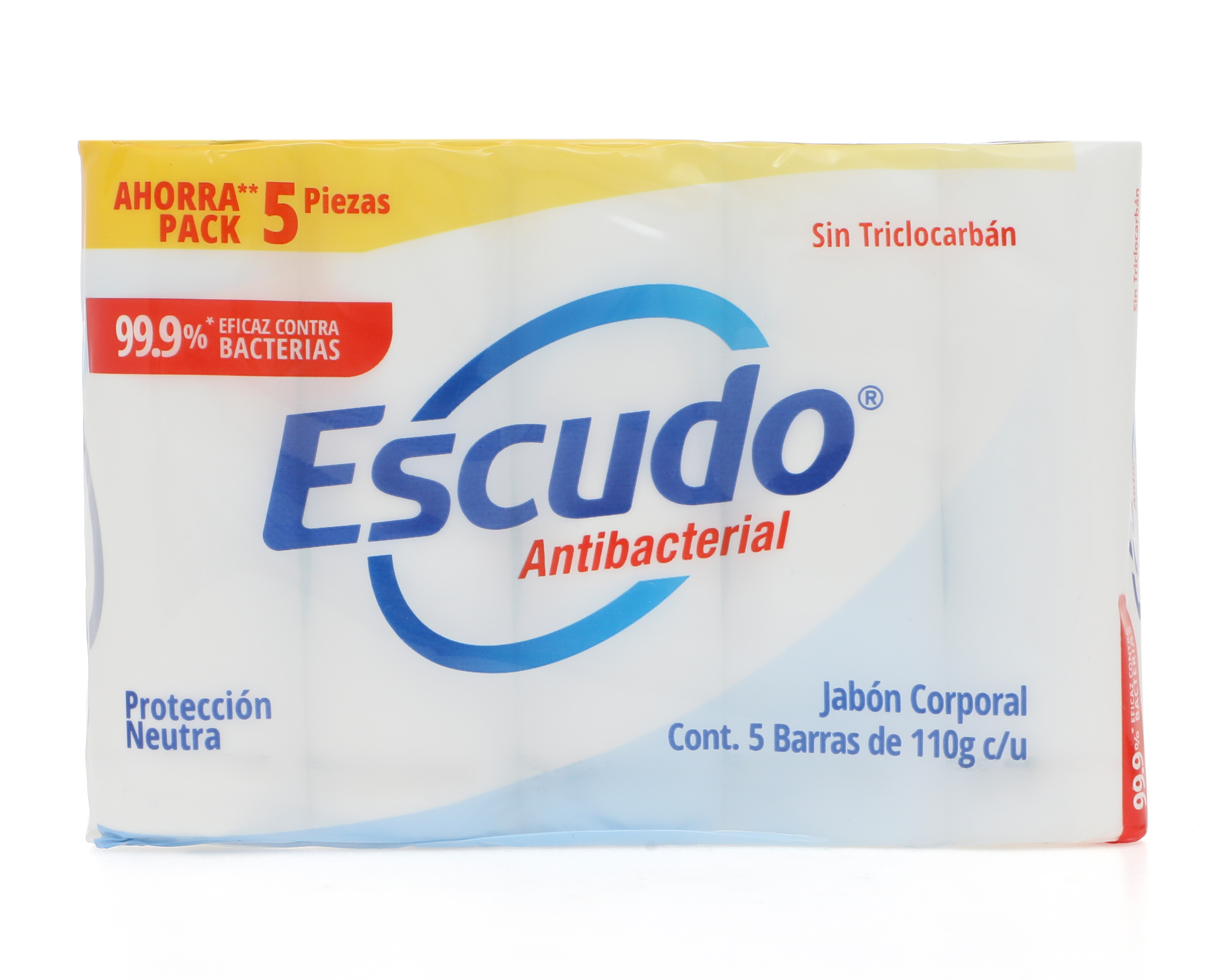 Jabón Antibacterial Escudo Protección Neutra 5 Piezas