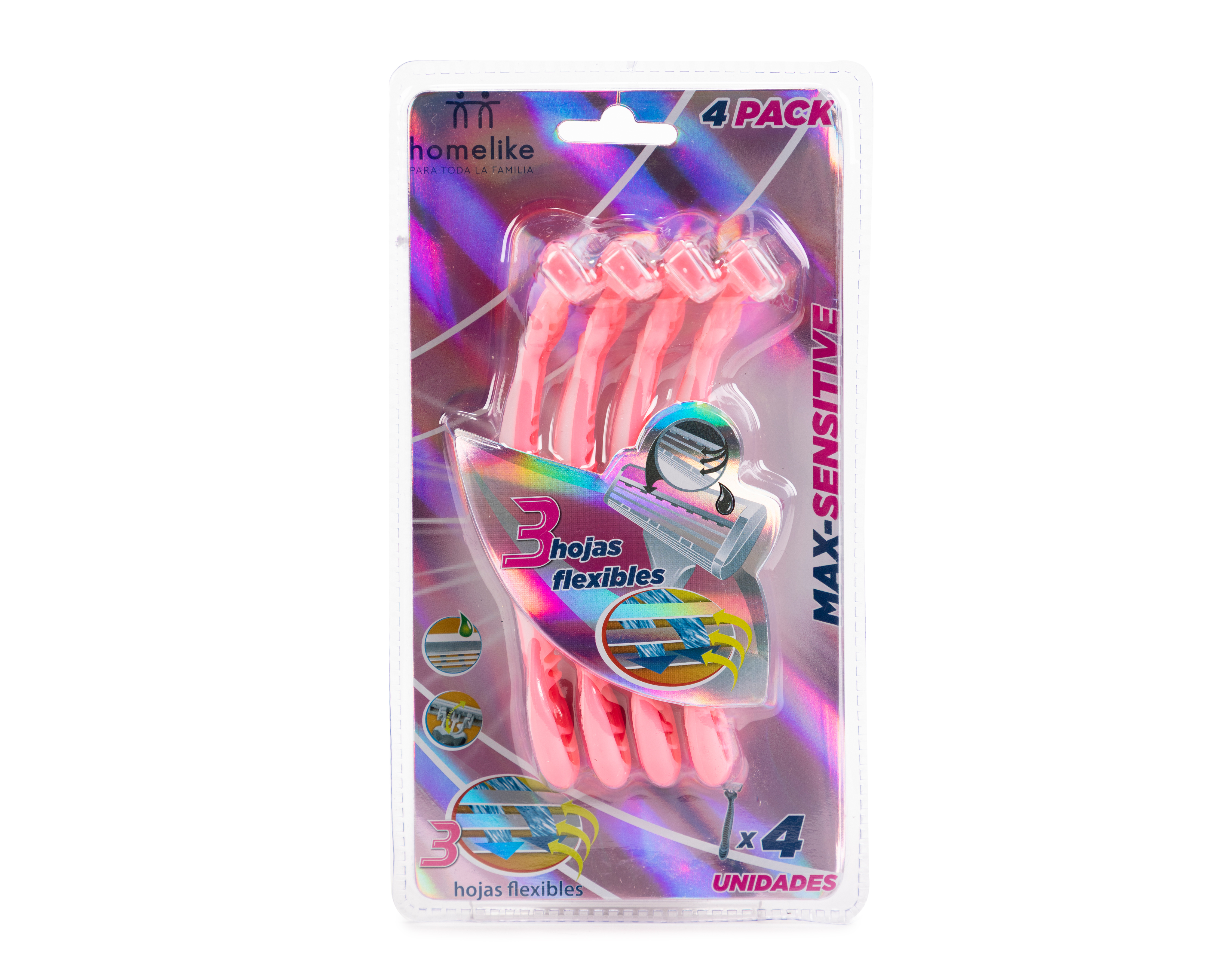 Rastrillo Homelike Max-Sensitive 4 Piezas