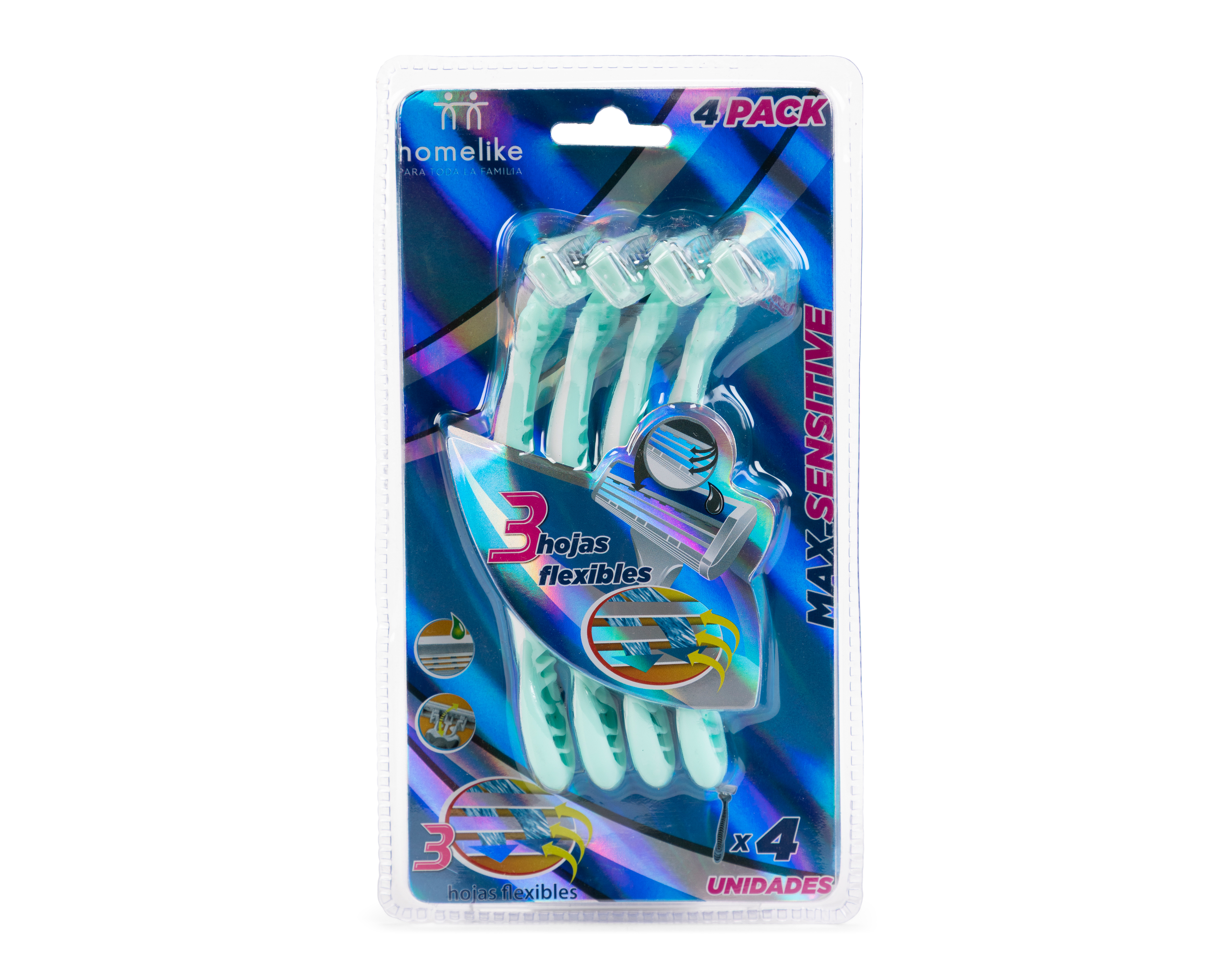 Foto 2 pulgar | Foto 1 | Rastrillo Homelike Max-Sensitive Triple Navaja 4 Piezas