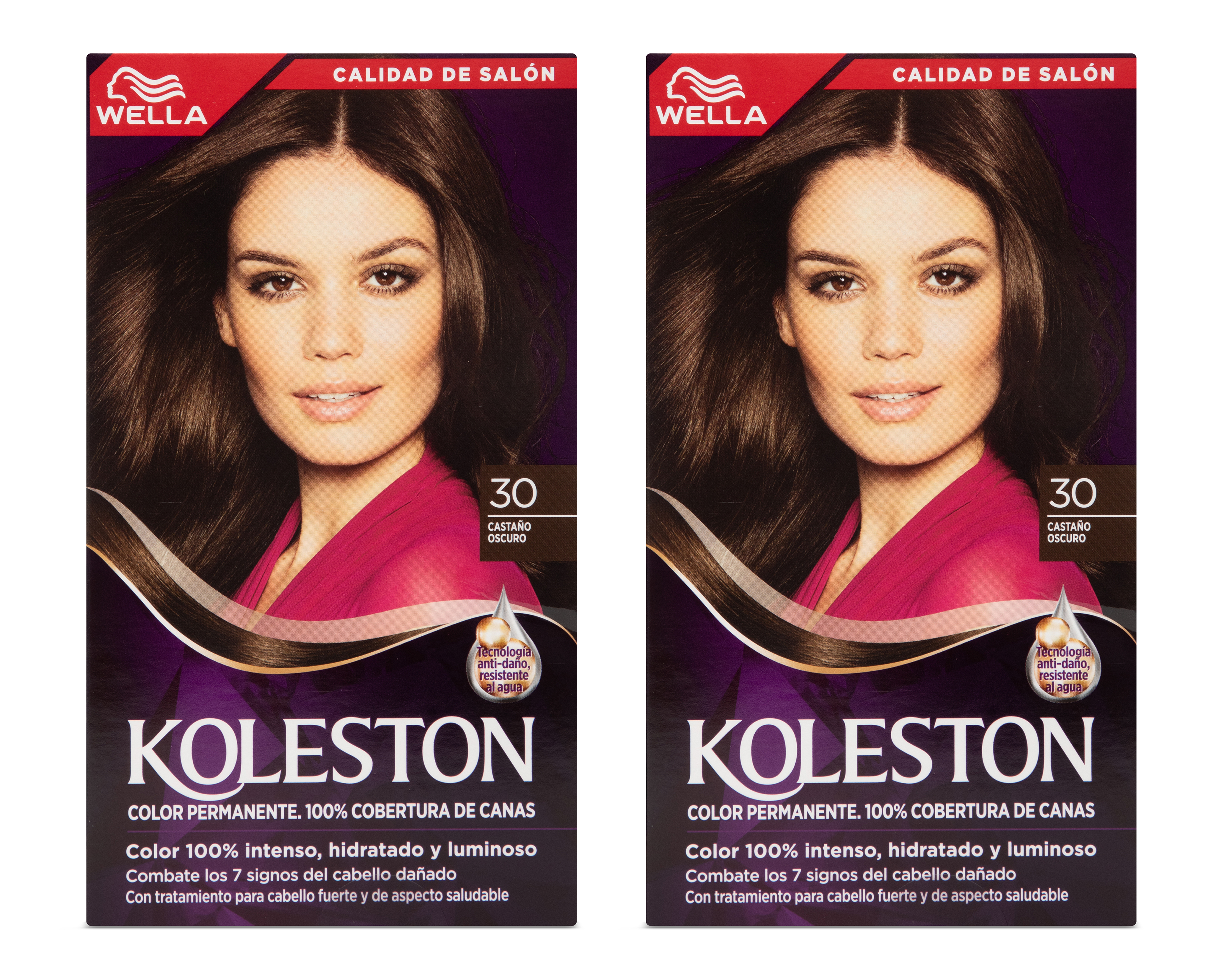 Tinte para Cabello Koleston 30 Castaño Oscuro 2 Piezas