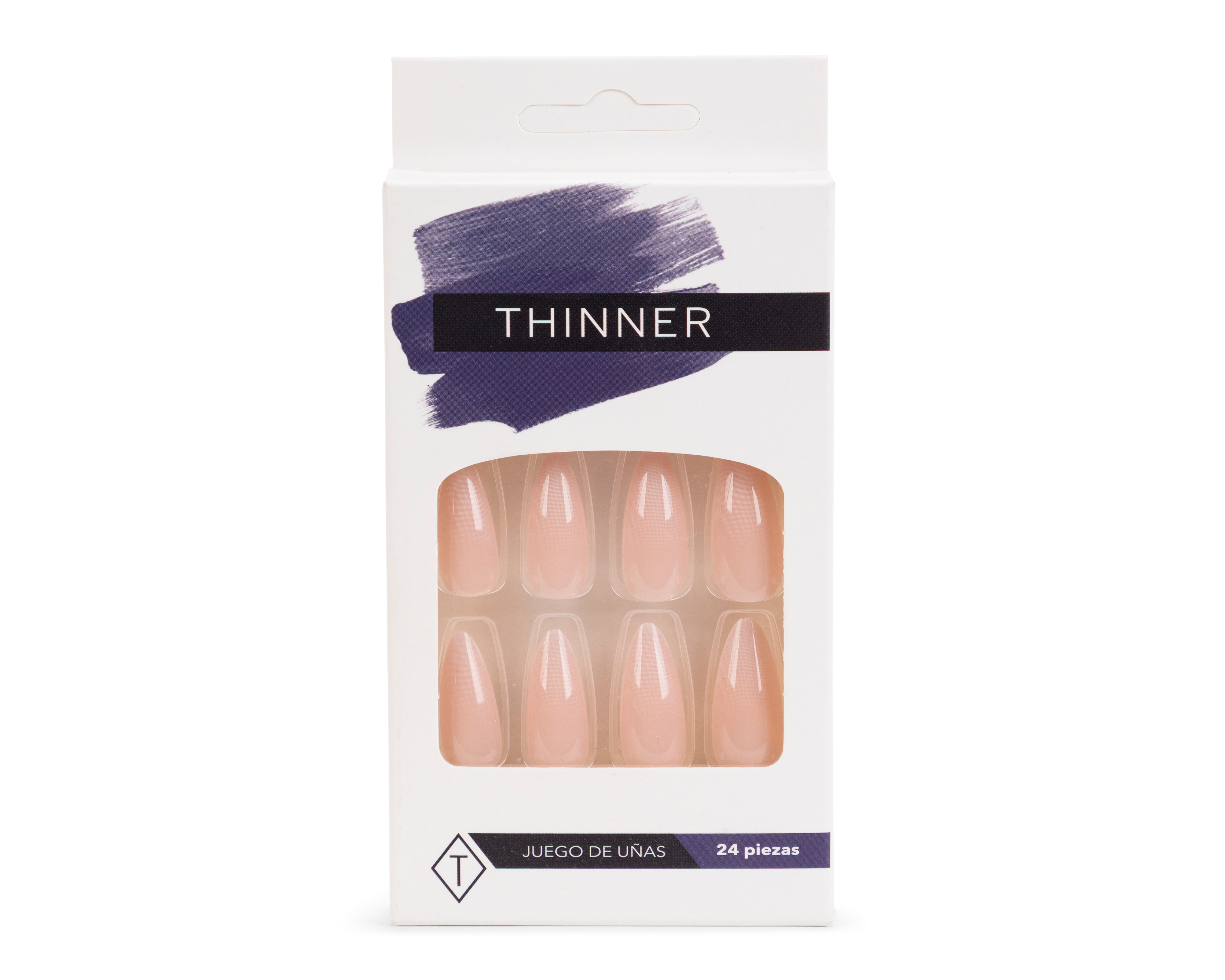 Uñas Postizas Thinner Rosa 24 Piezas