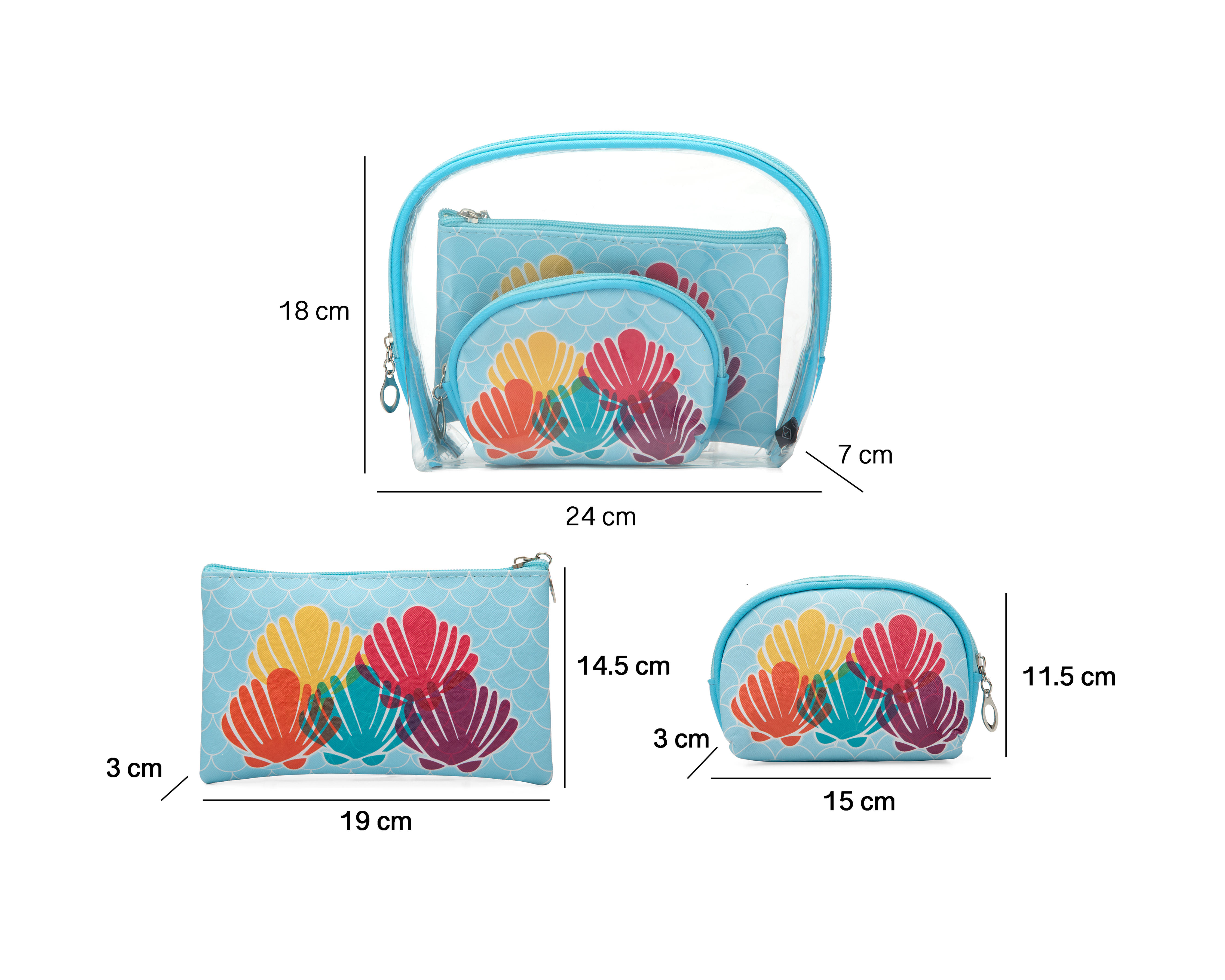 Foto 5 | Foto 5 | Set de Cosmetiqueras Azules Thinner 3 Piezas