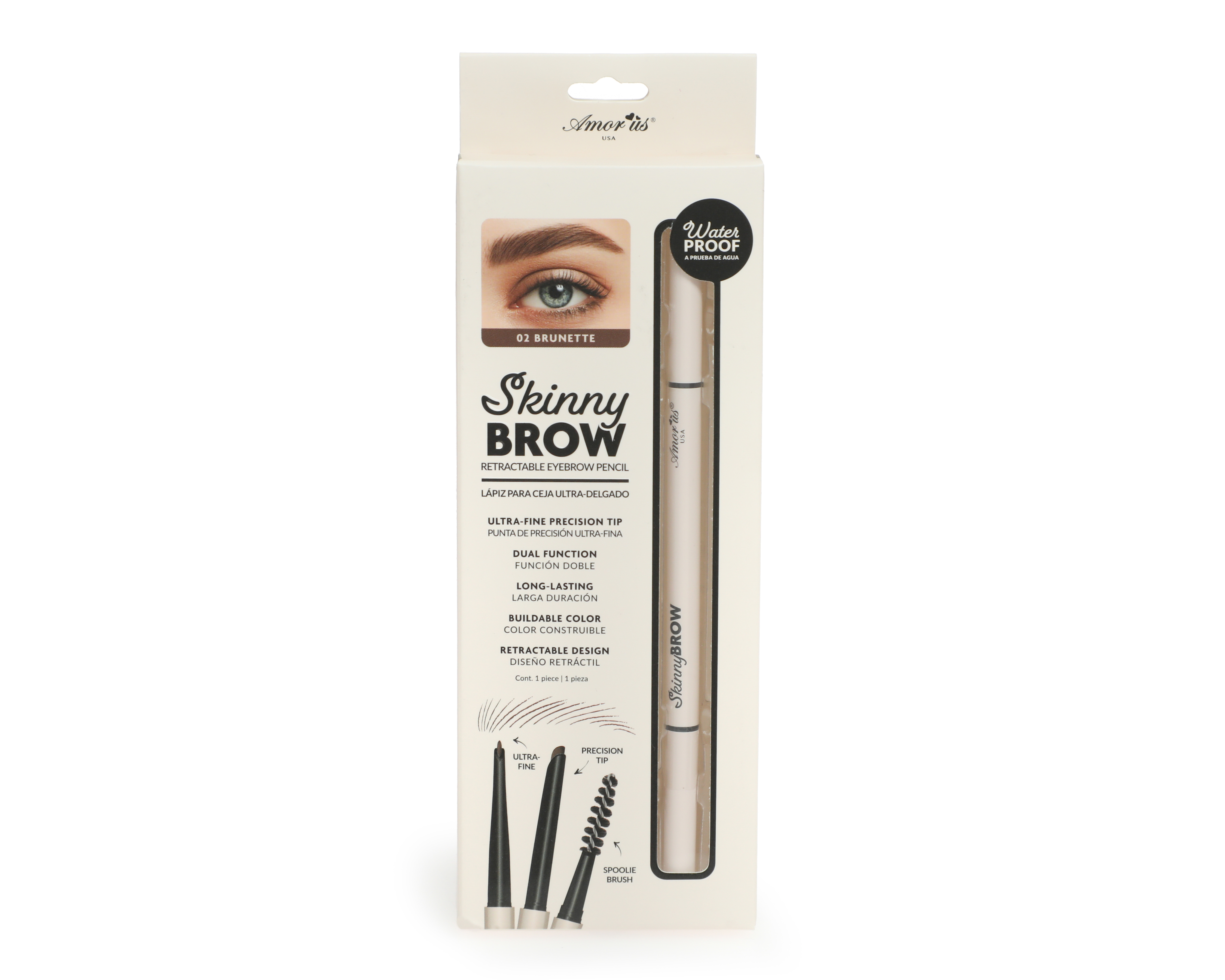 Lápiz para Cejas Amor Us Skinny Brow 02 Brunette