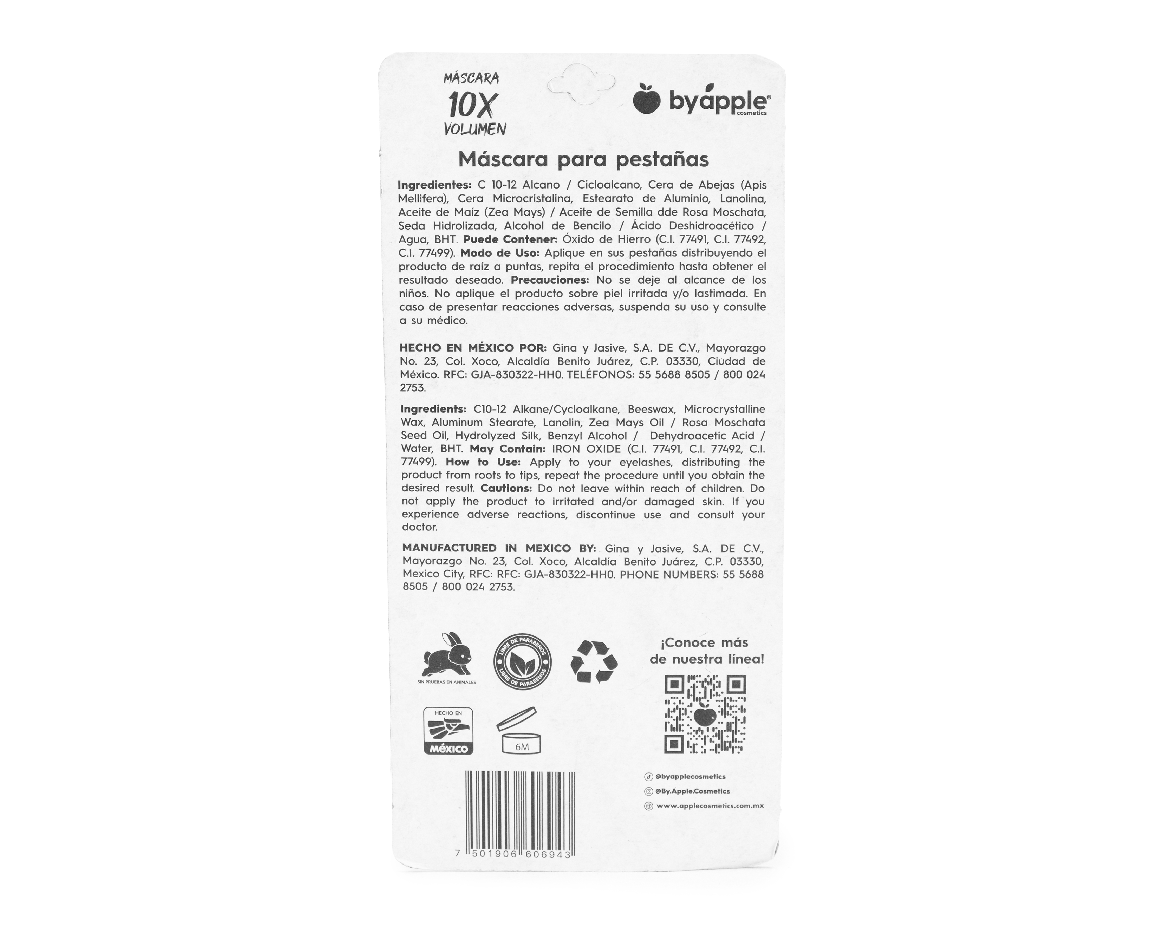 Foto 3 pulgar | Foto 2 | Máscara para Pestañas By Apple 10X Volumen 13 g