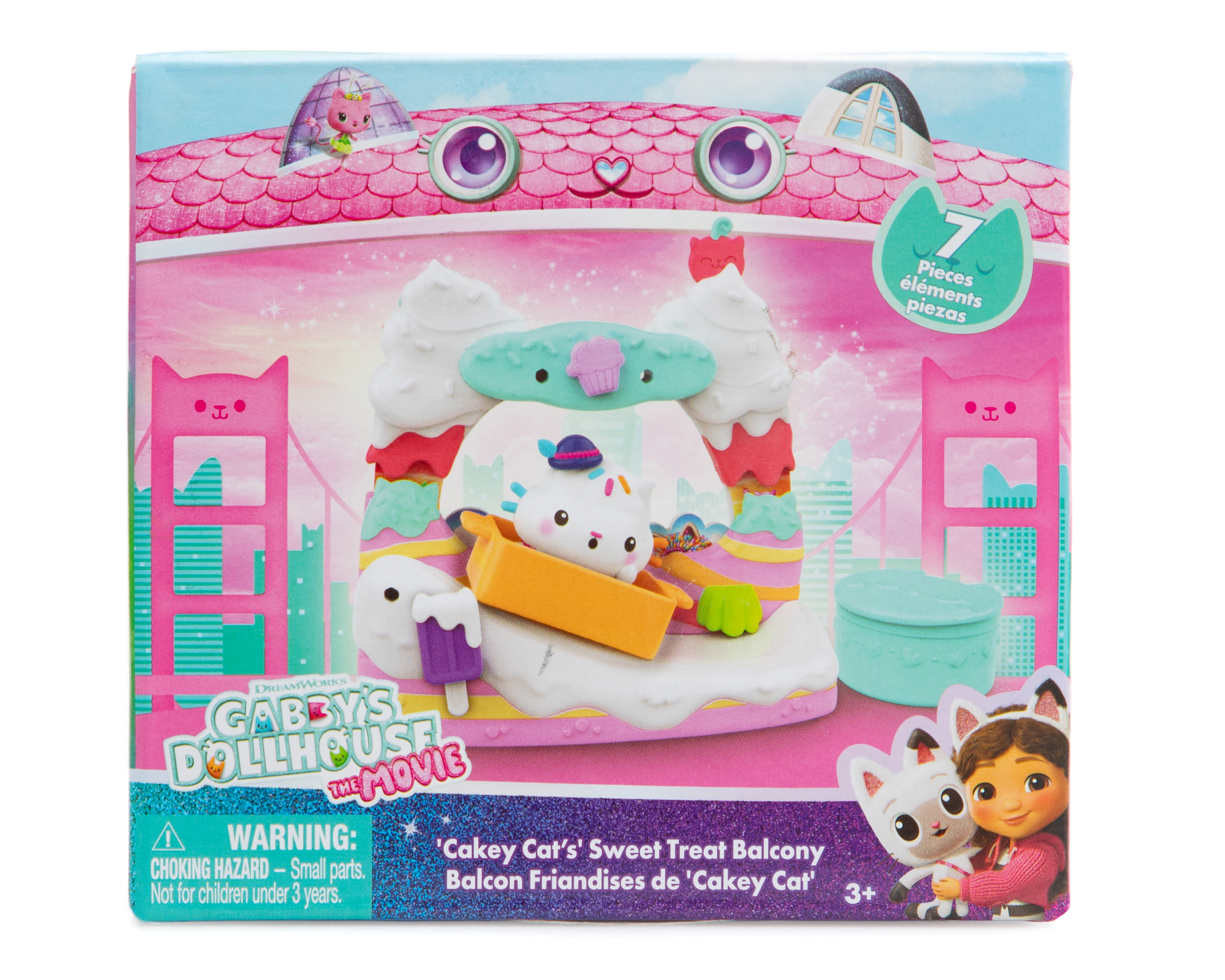 Foto 4 pulgar | Foto 3 | Balcón Friandises de Cakey Cat Gabby's Dollhouse la Película 7 Piezas