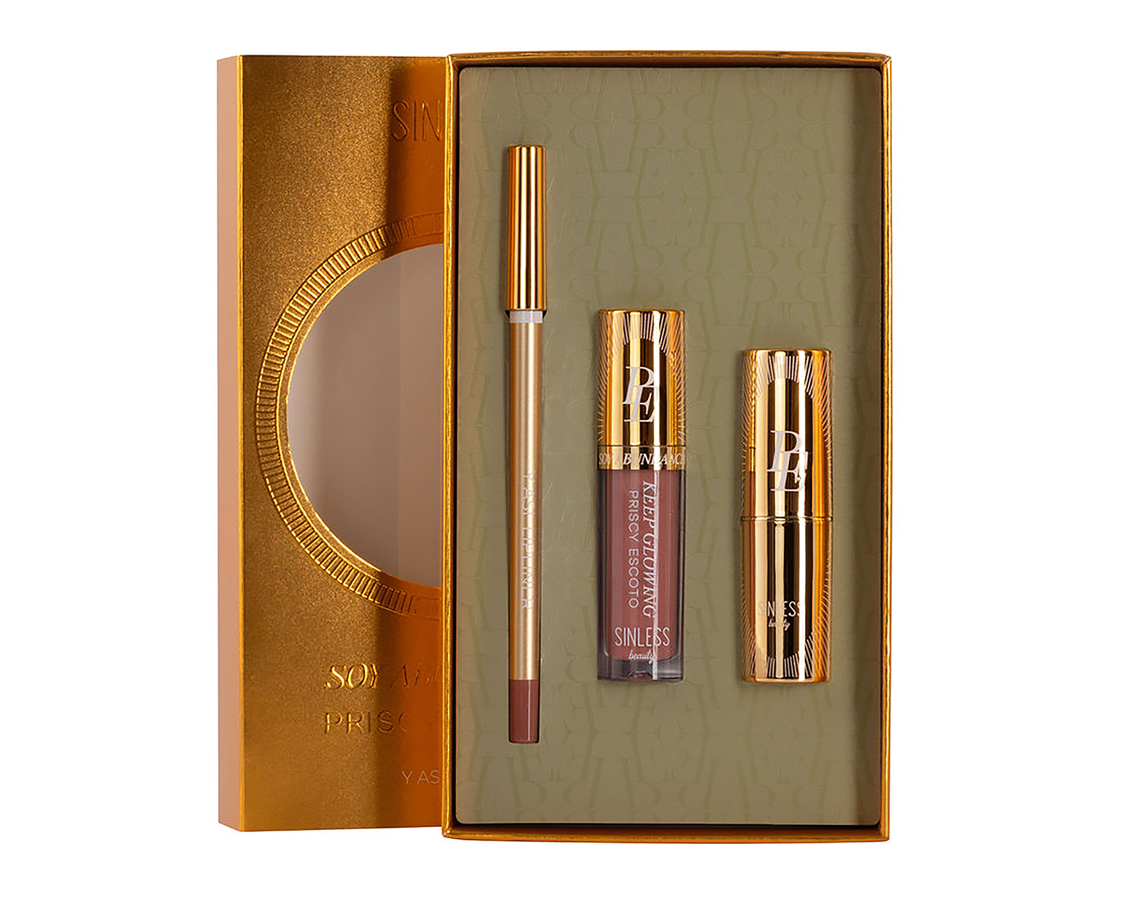 Kit de Maquillaje para Labios Sinless Beauty Priscy Escoto Y Así 3 Piezas