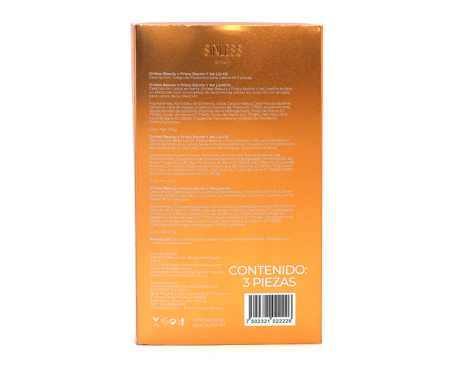 Foto 4 | Foto 4 | Kit de Maquillaje para Labios Sinless Beauty Priscy Escoto Y Así 3 Piezas