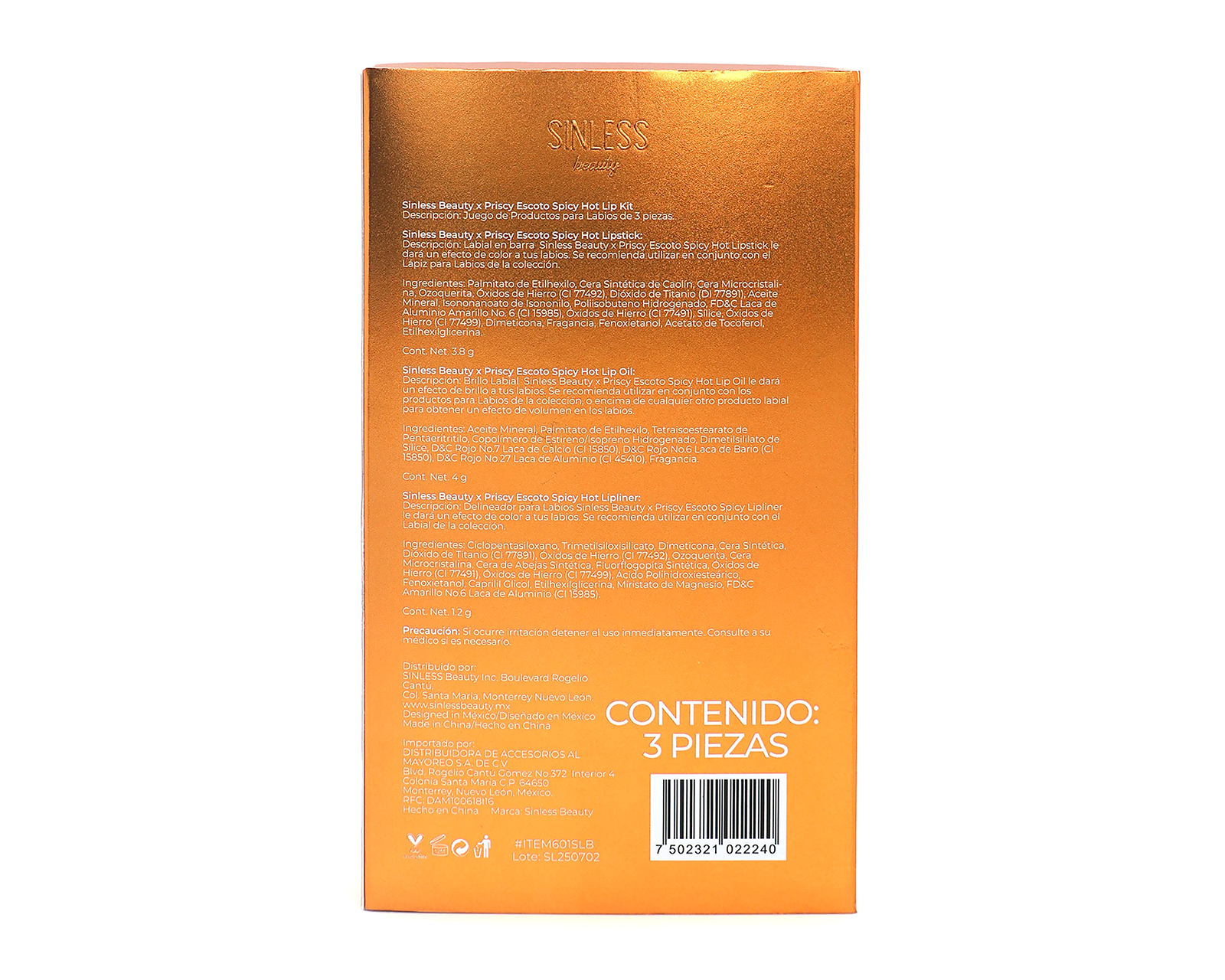Foto 4 | Foto 4 | Kit de Maquillaje para Labios Sinless Beauty Priscy Escoto Spicy Hot Lip 3 Piezas