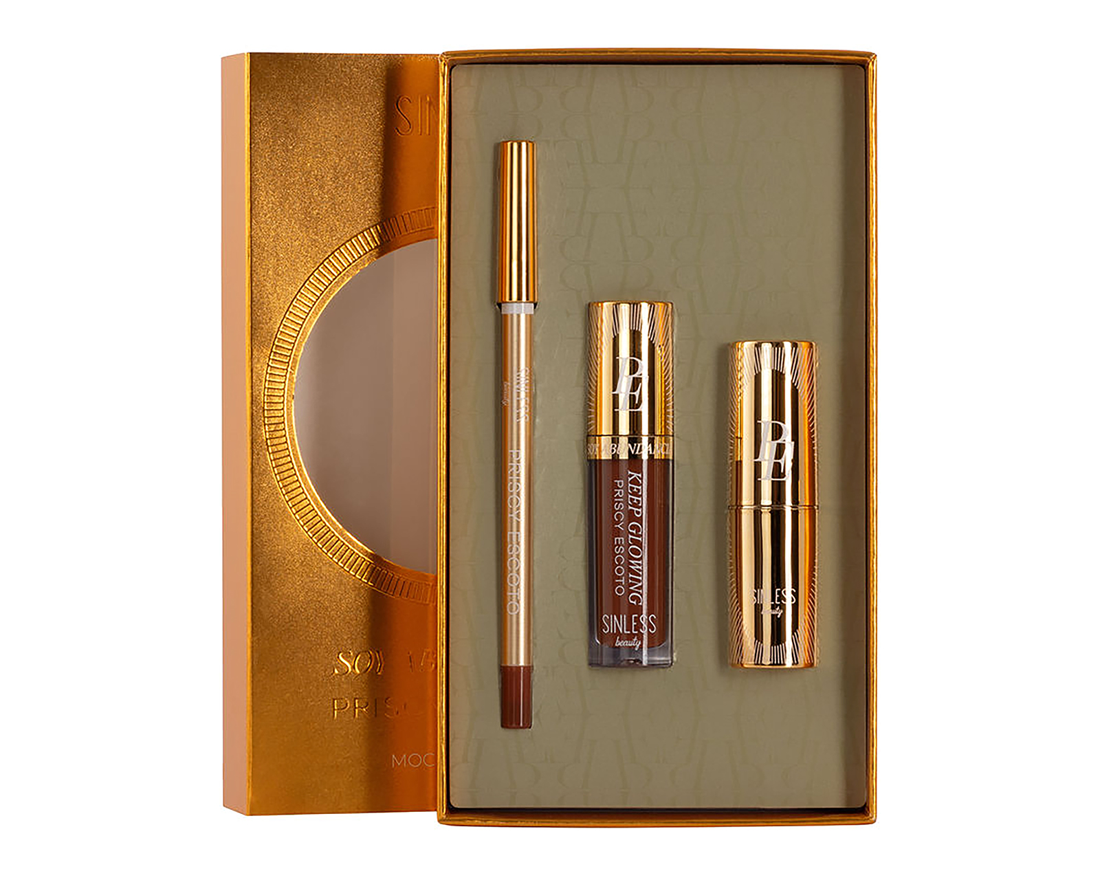 Kit de Maquillaje para Labios Sinless Beauty Priscy Escoto 3 Piezas