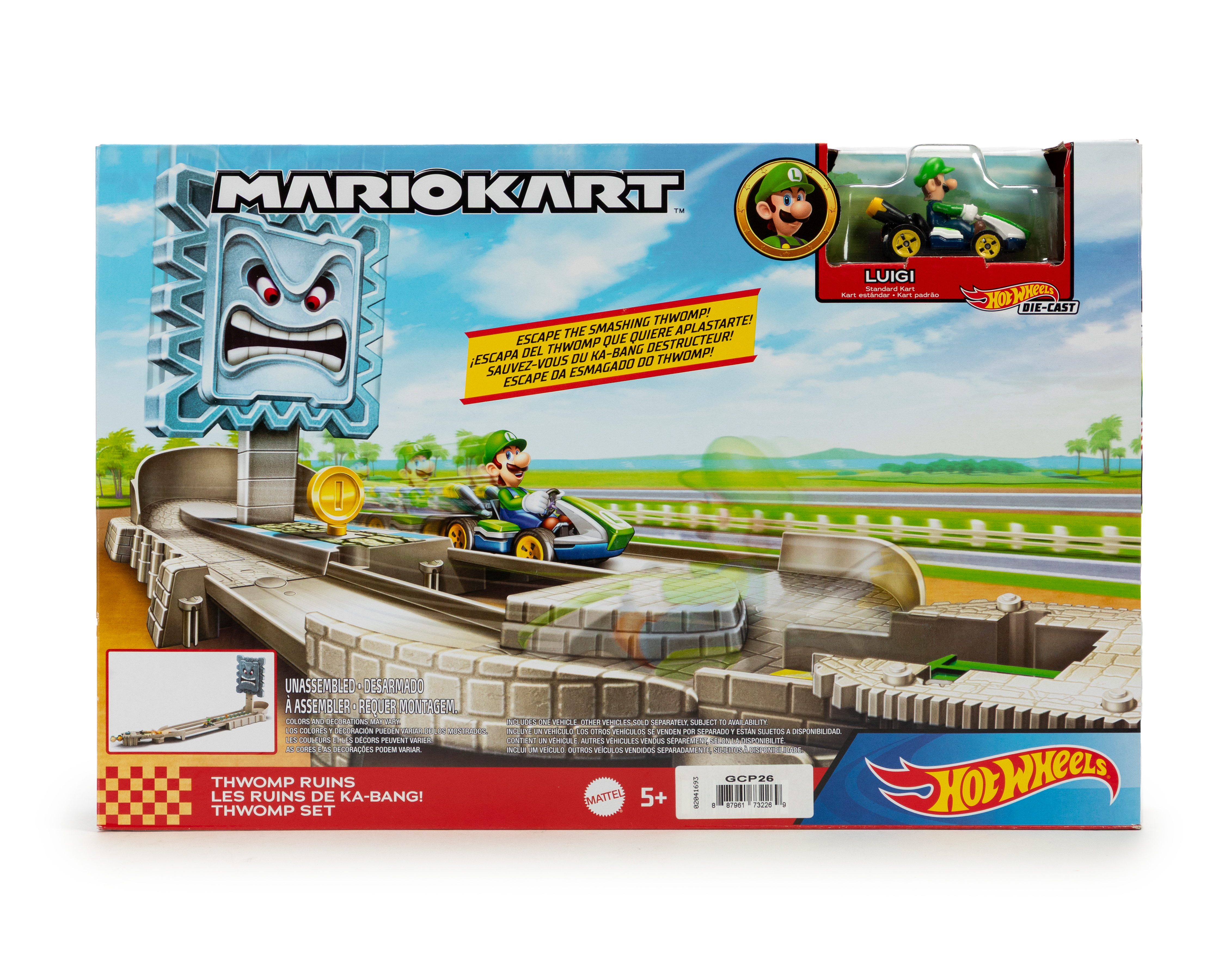 Pista de Juguete Hot Wheels Mario Kart con Vehículo Luigi