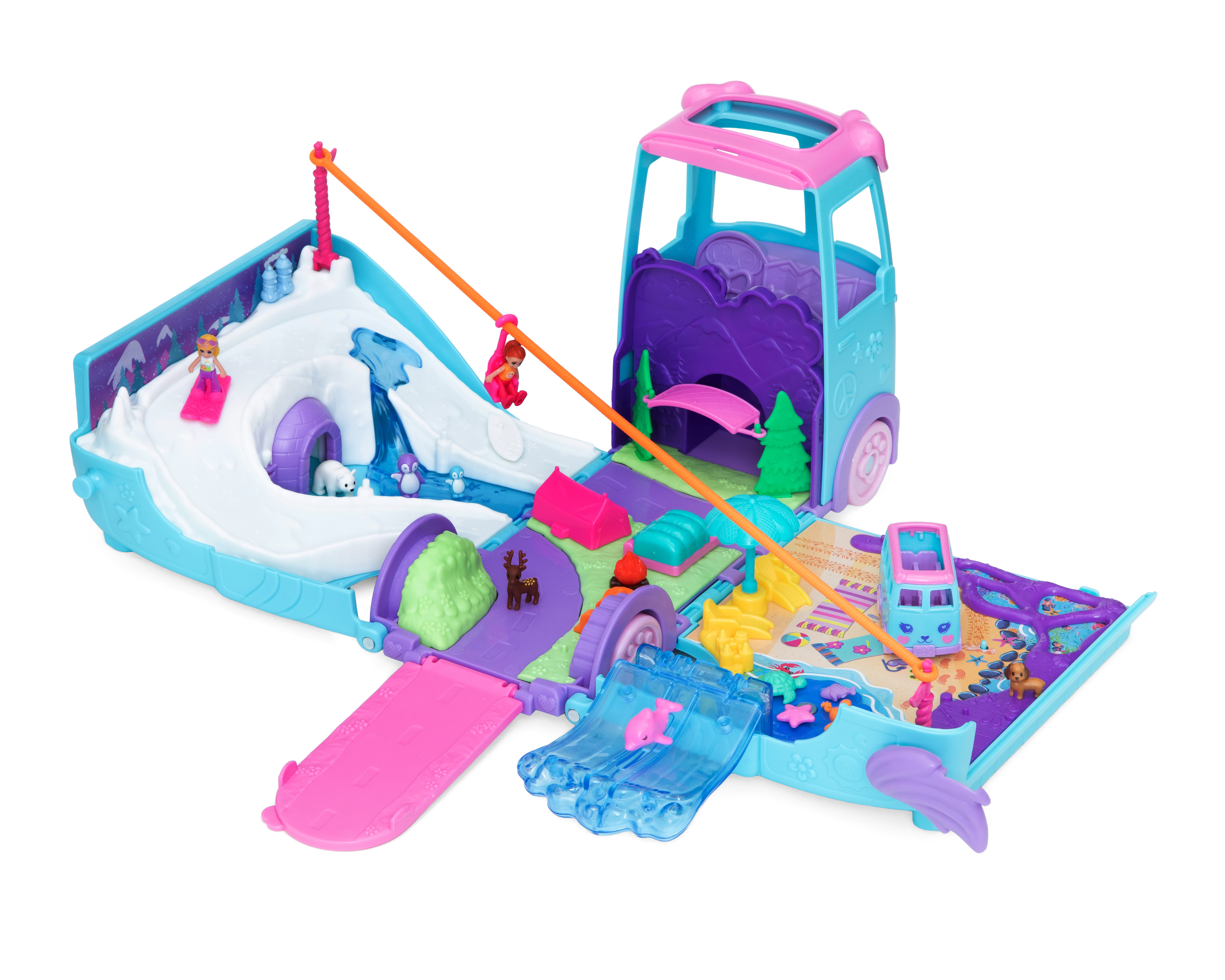 Foto 2 pulgar | Foto 1 | Aventuras Sobre Ruedas con Mascotas Polly Pocket con Accesorios