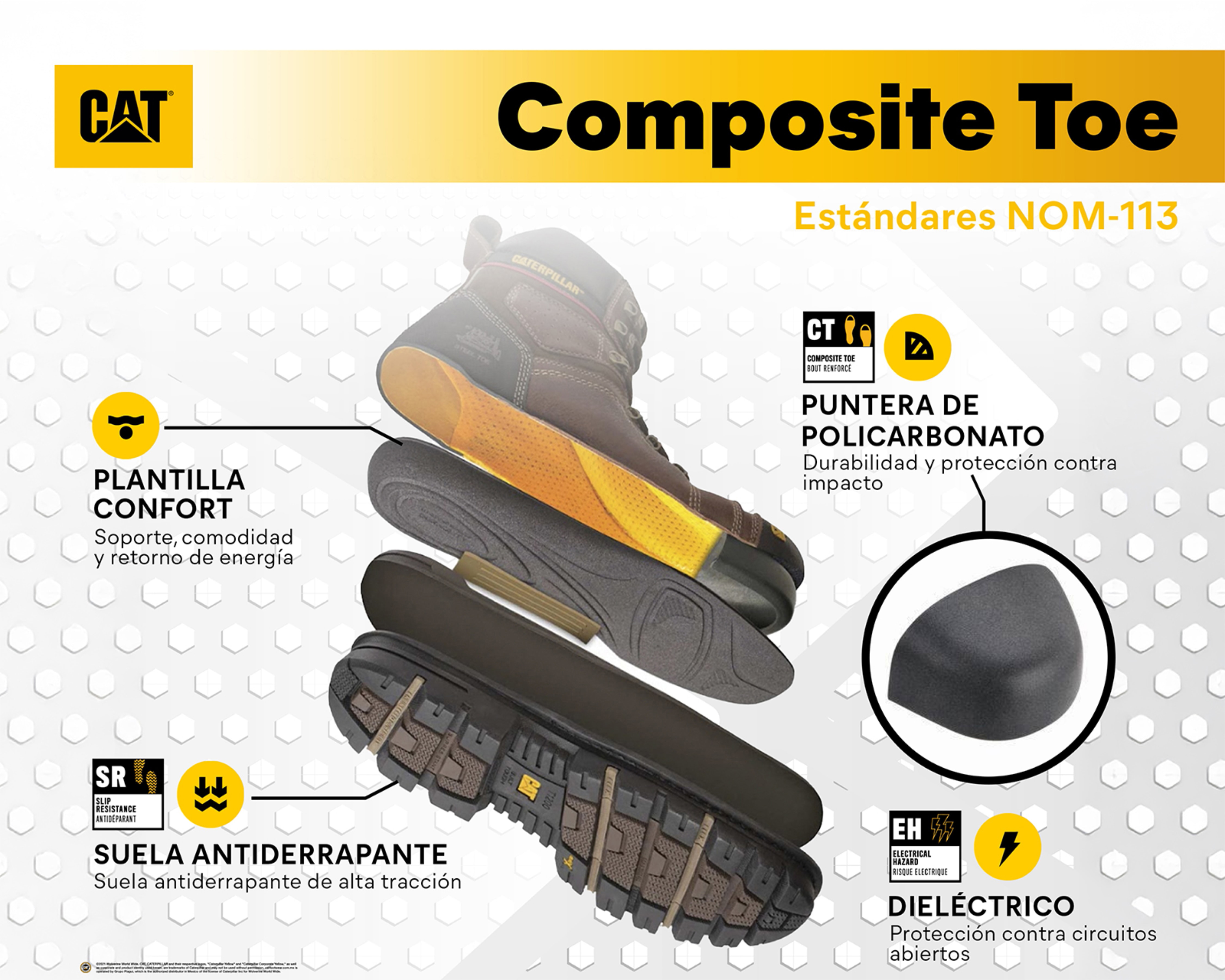 Foto 8 pulgar | Foto 7 | Botas de Trabajo CAT de Piel Threshold Rebound WP para Hombre Certificada