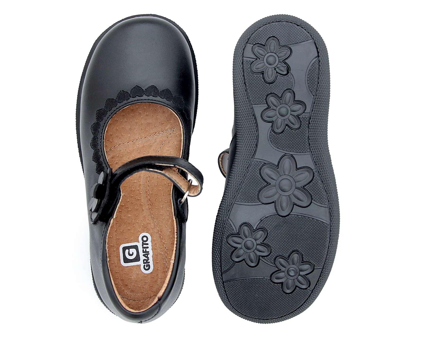 Foto 4 | Foto 4 | Zapatos Escolores Grafito de Piel para Niña