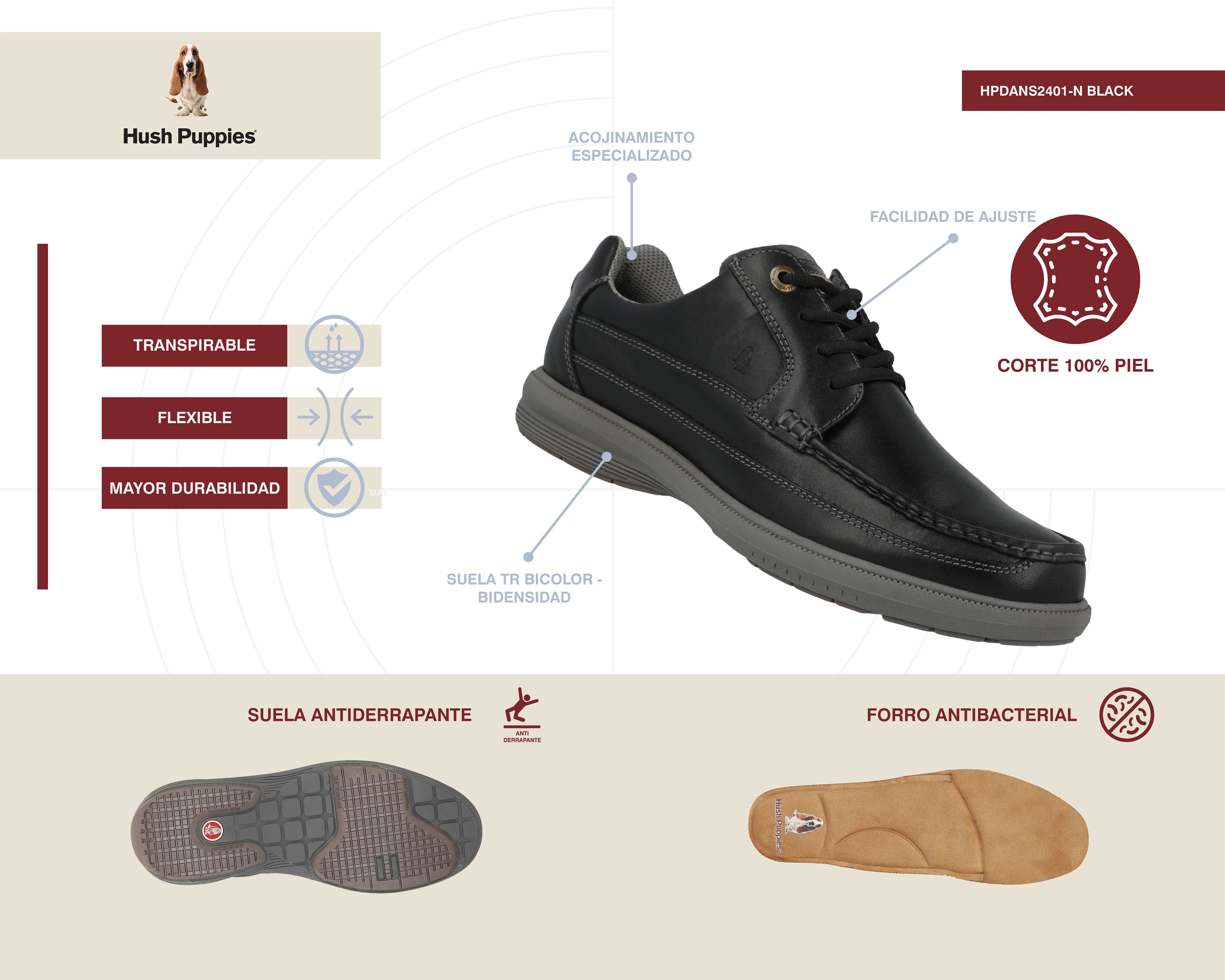 Foto 8 pulgar | Foto 7 | Zapatos Confort Hush Puppies de Piel para Hombre