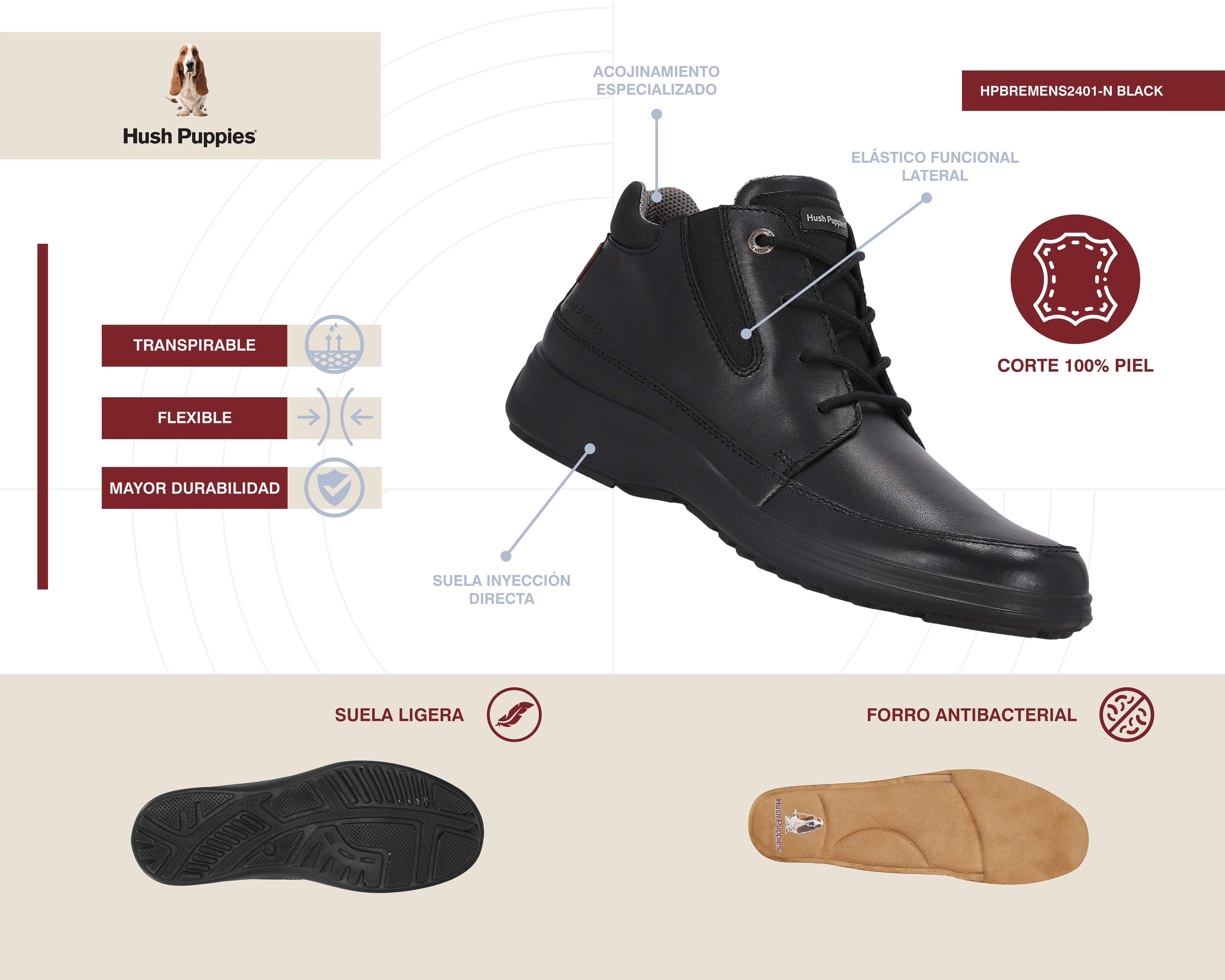 Foto 8 pulgar | Foto 7 | Zapatos Confort Hush Puppies de Piel para Hombre