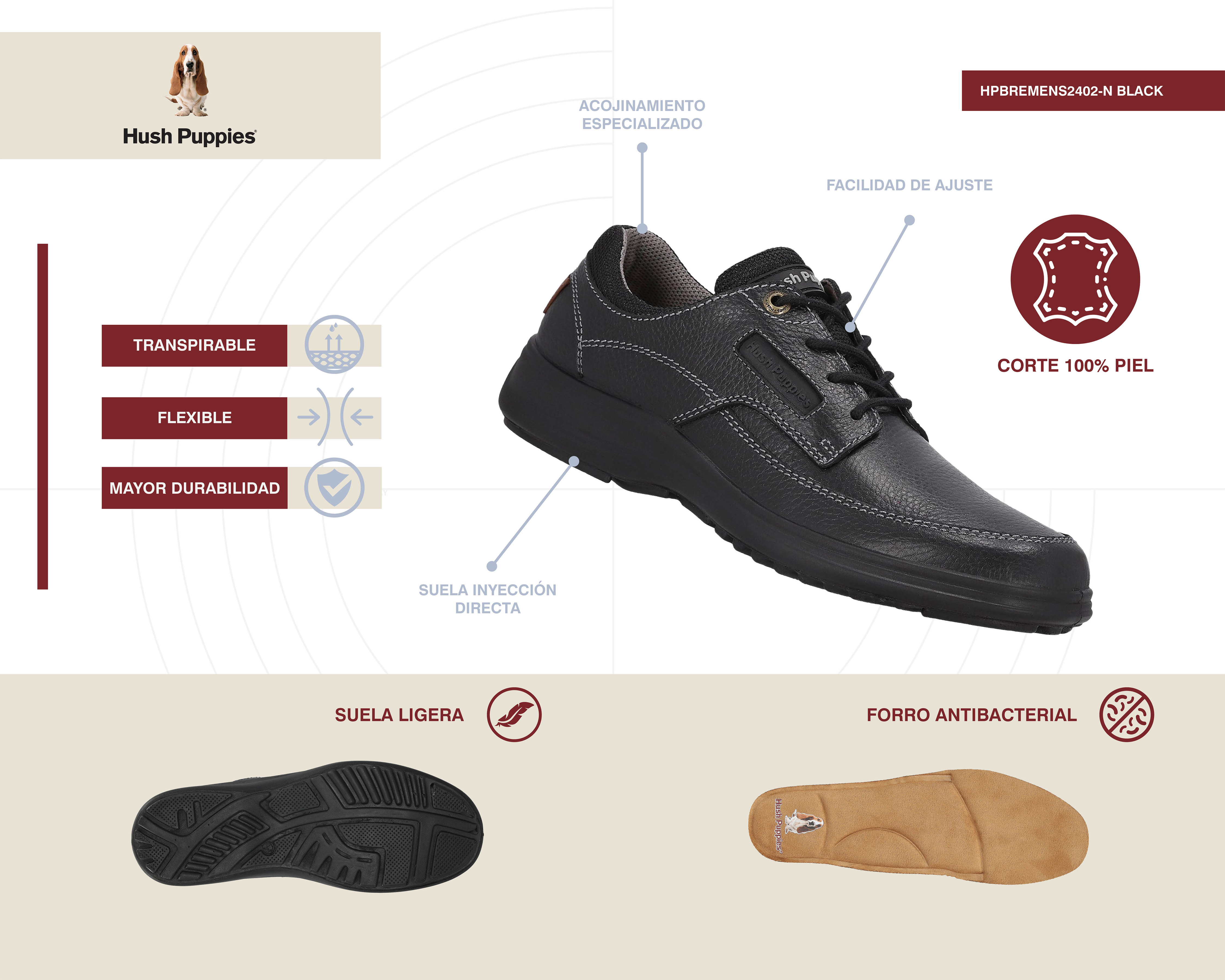 Foto 8 pulgar | Foto 7 | Zapatos Confort Hush Puppies de Piel para Hombre