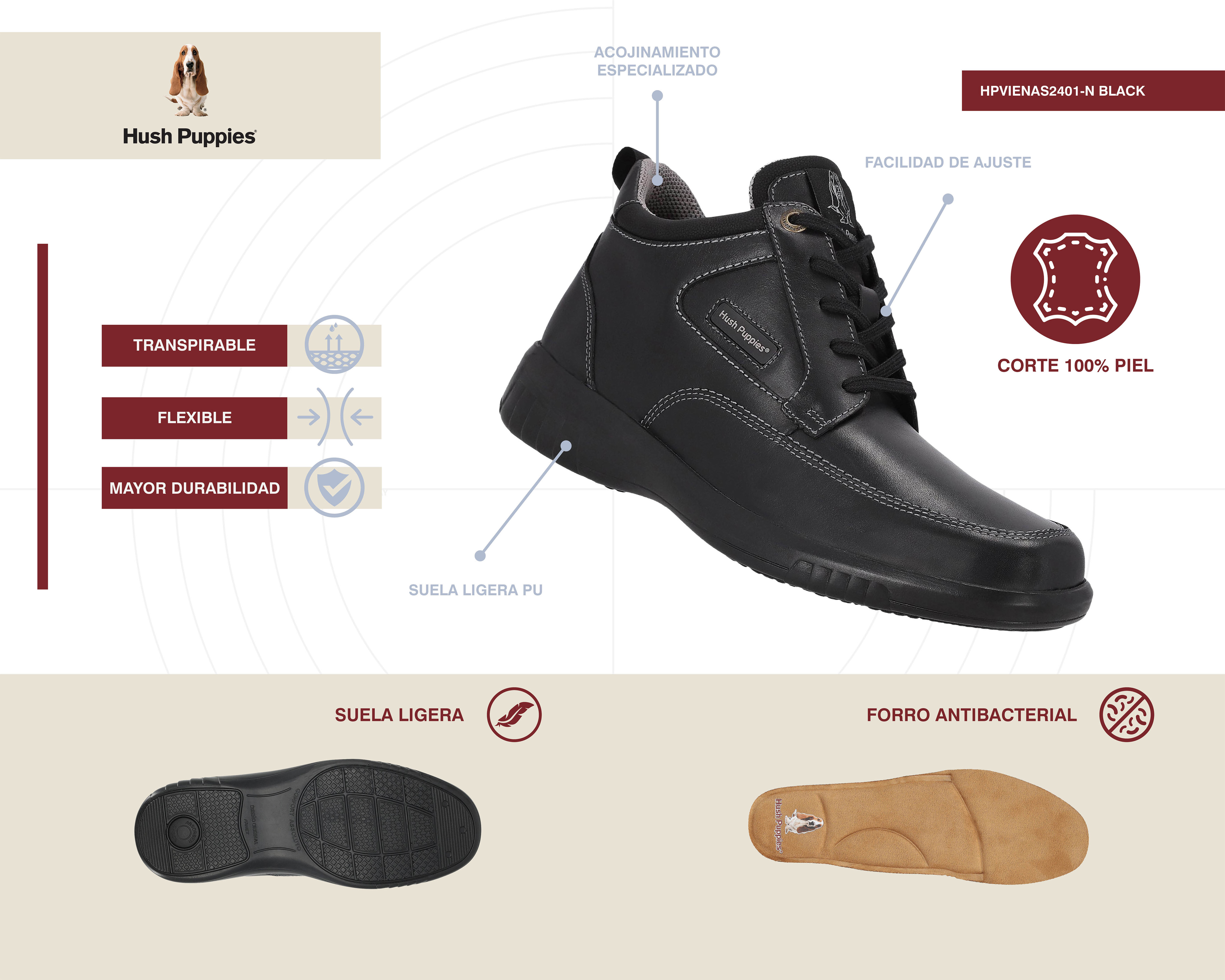 Foto 7 | Foto 7 | Zapatos Confort Hush Puppies de Piel para Hombre