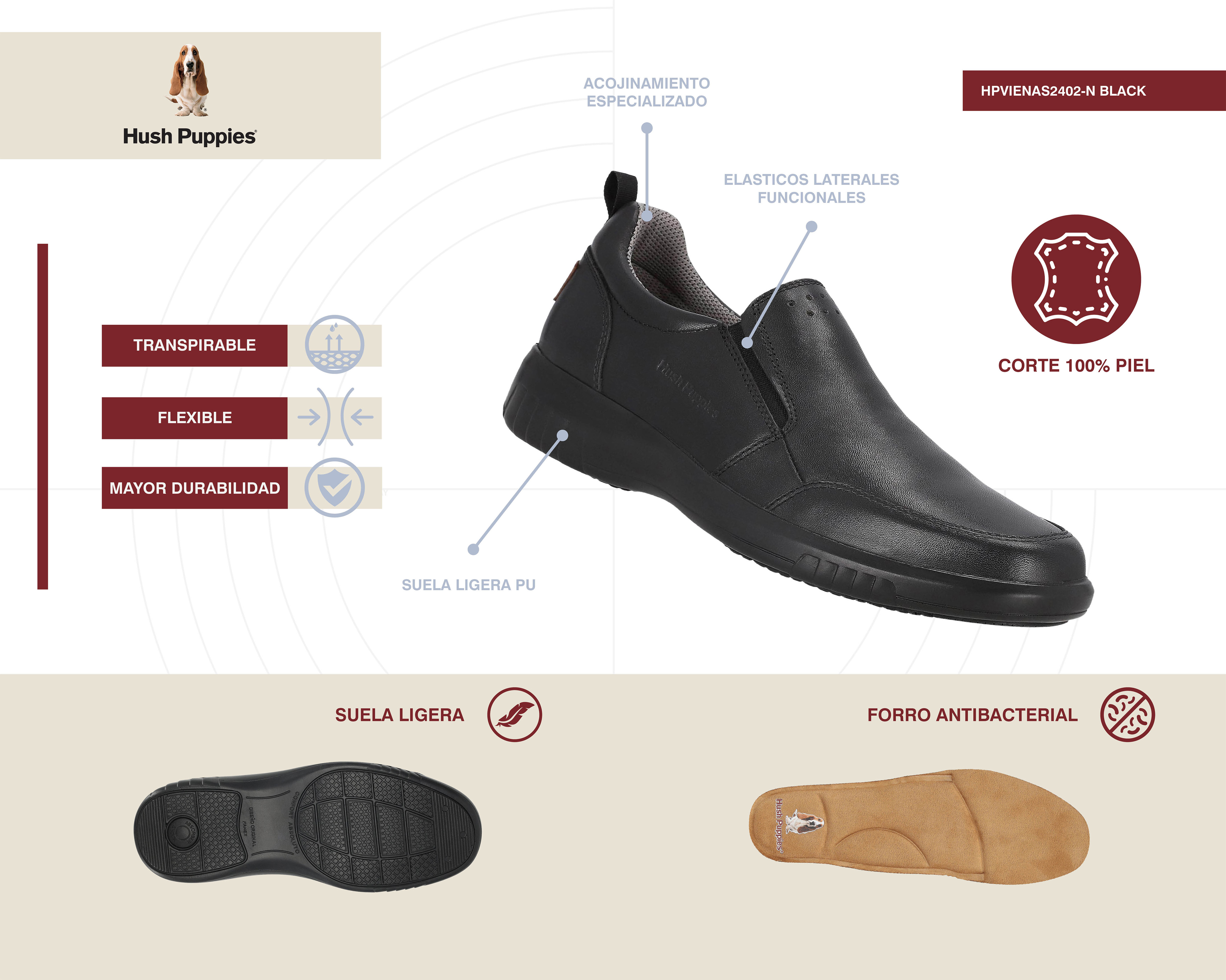 Foto 8 pulgar | Foto 7 | Zapatos Casuales Hush Puppies de Piel para Hombre