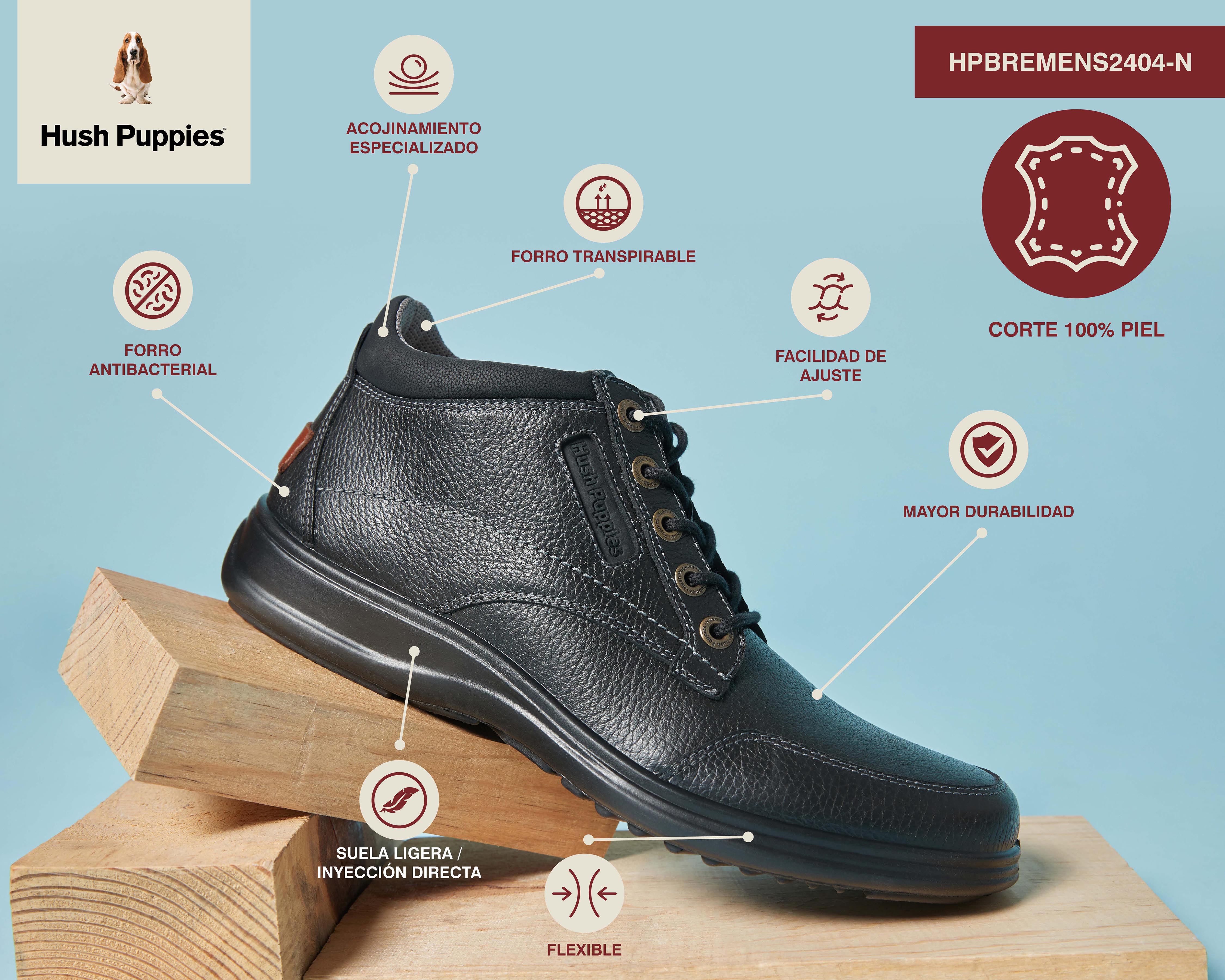 Foto 8 pulgar | Foto 7 | Zapatos Casuales Hush Puppies de Piel para Hombre