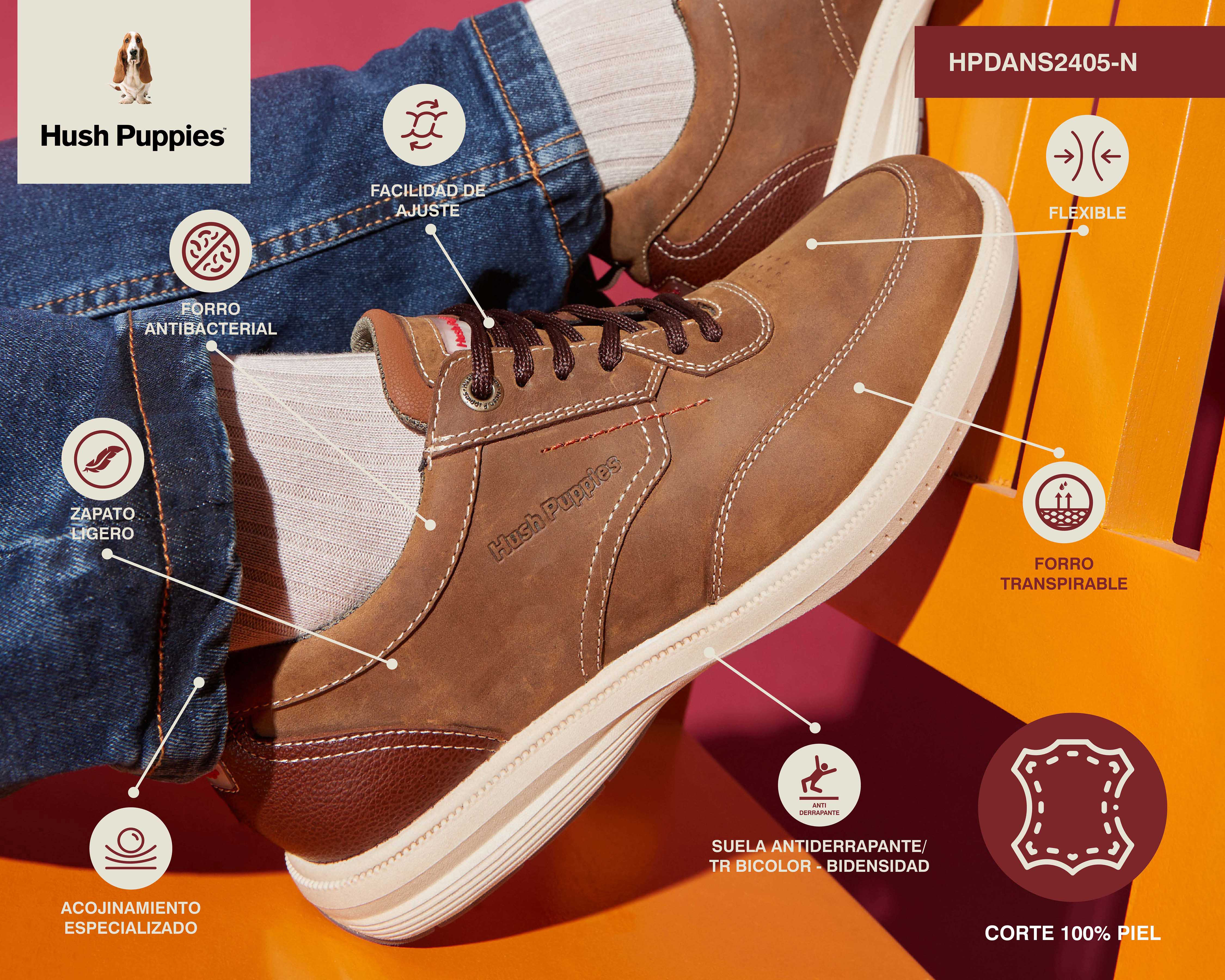 Foto 6 | Foto 7 | Zapatos Casuales Hush Puppies de Piel para Hombre