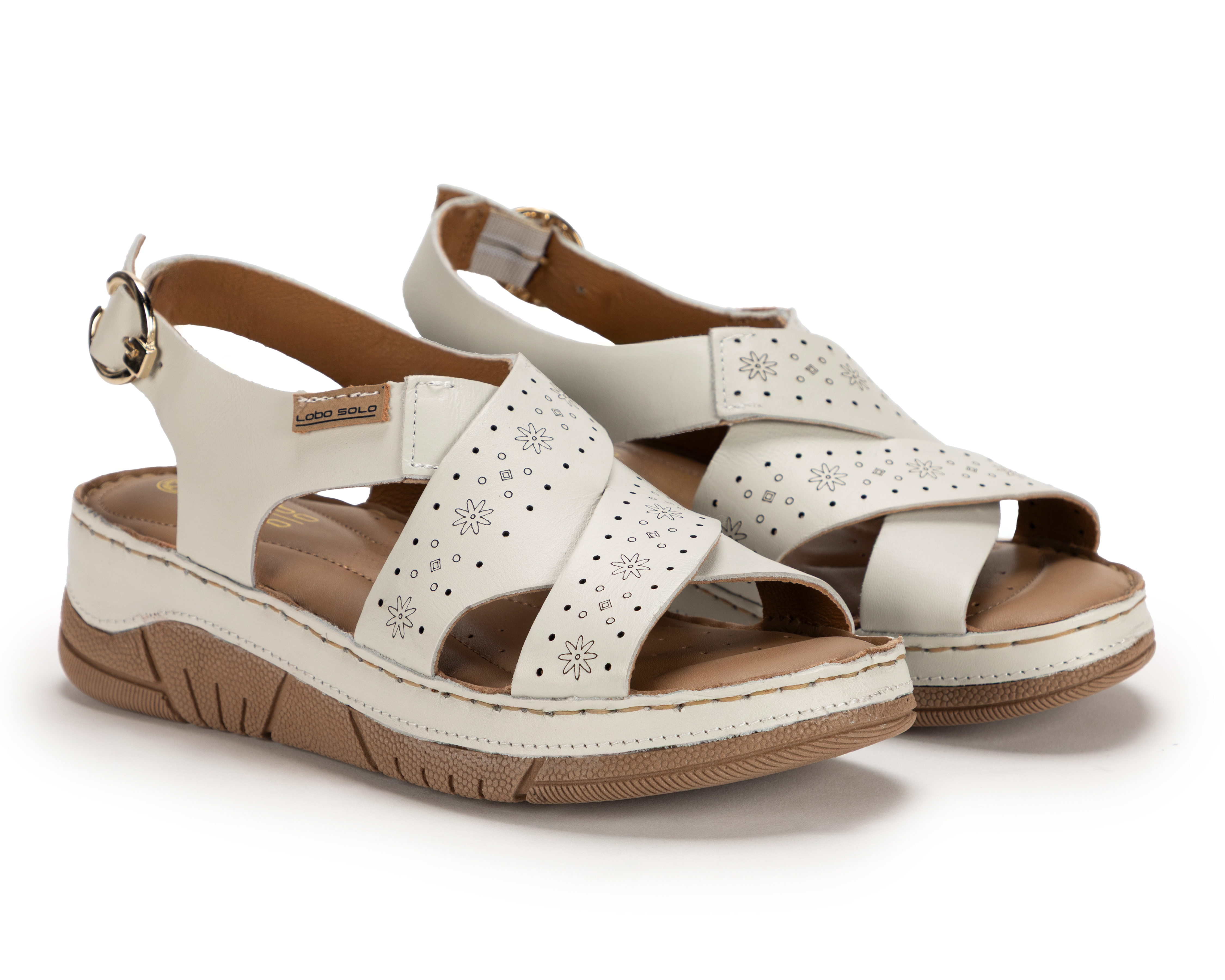 Sandalias Confort Lobo Solo de Piel para Mujer