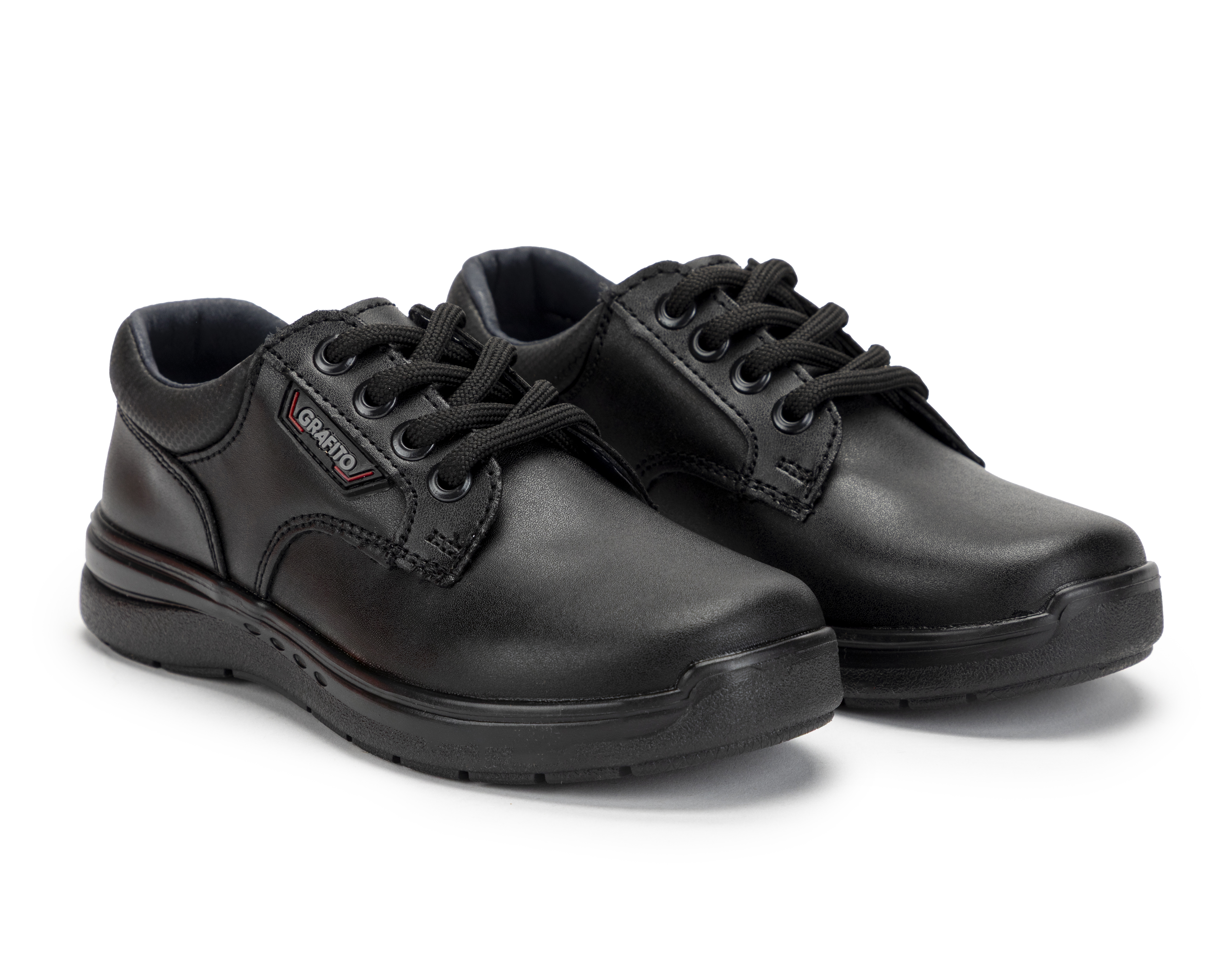 Zapatos Escolares Grafito de Piel para Niño