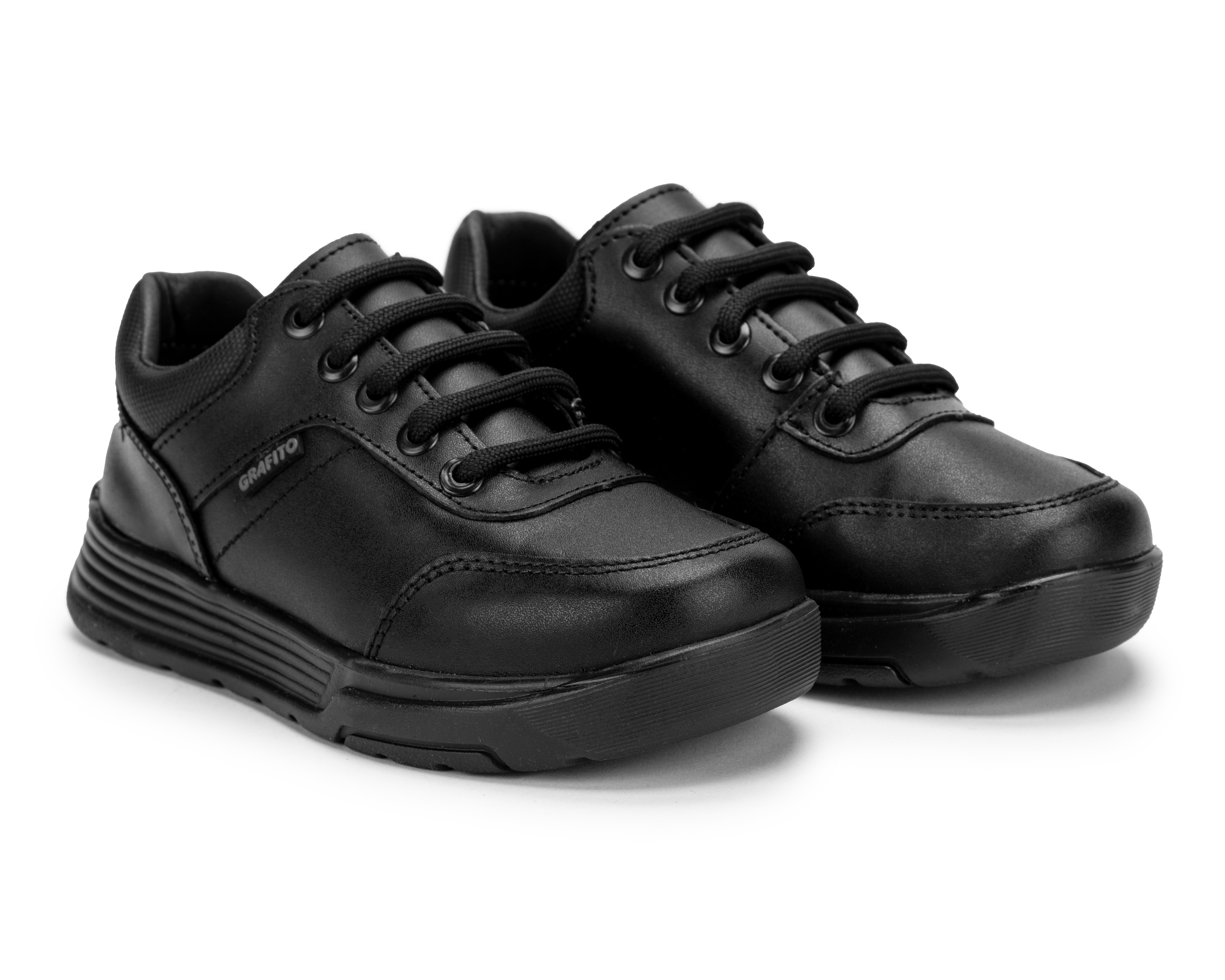 Zapatos Escolares Grafito de Piel para Niño