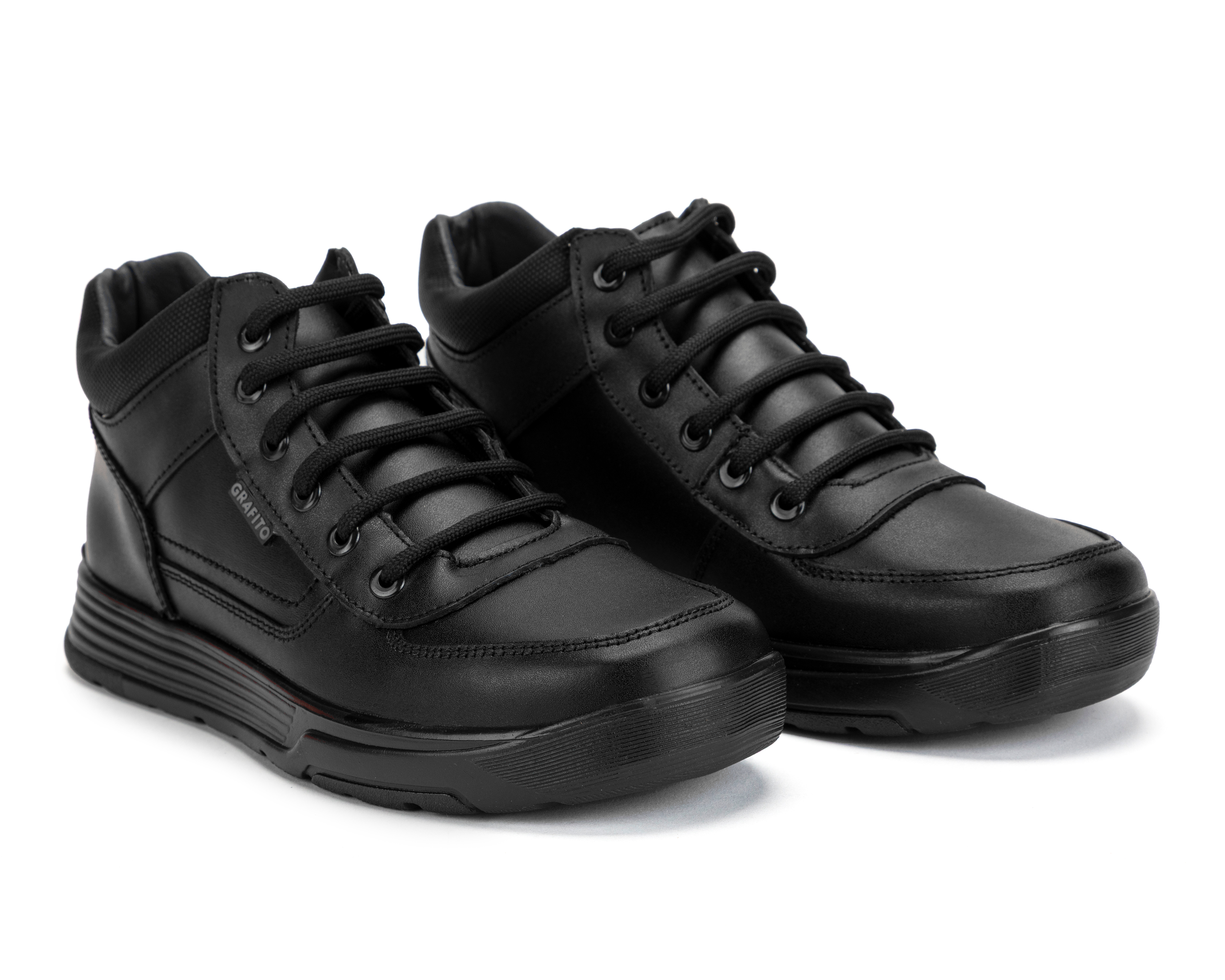 Zapatos Escolares Grafito de Piel Juveniles