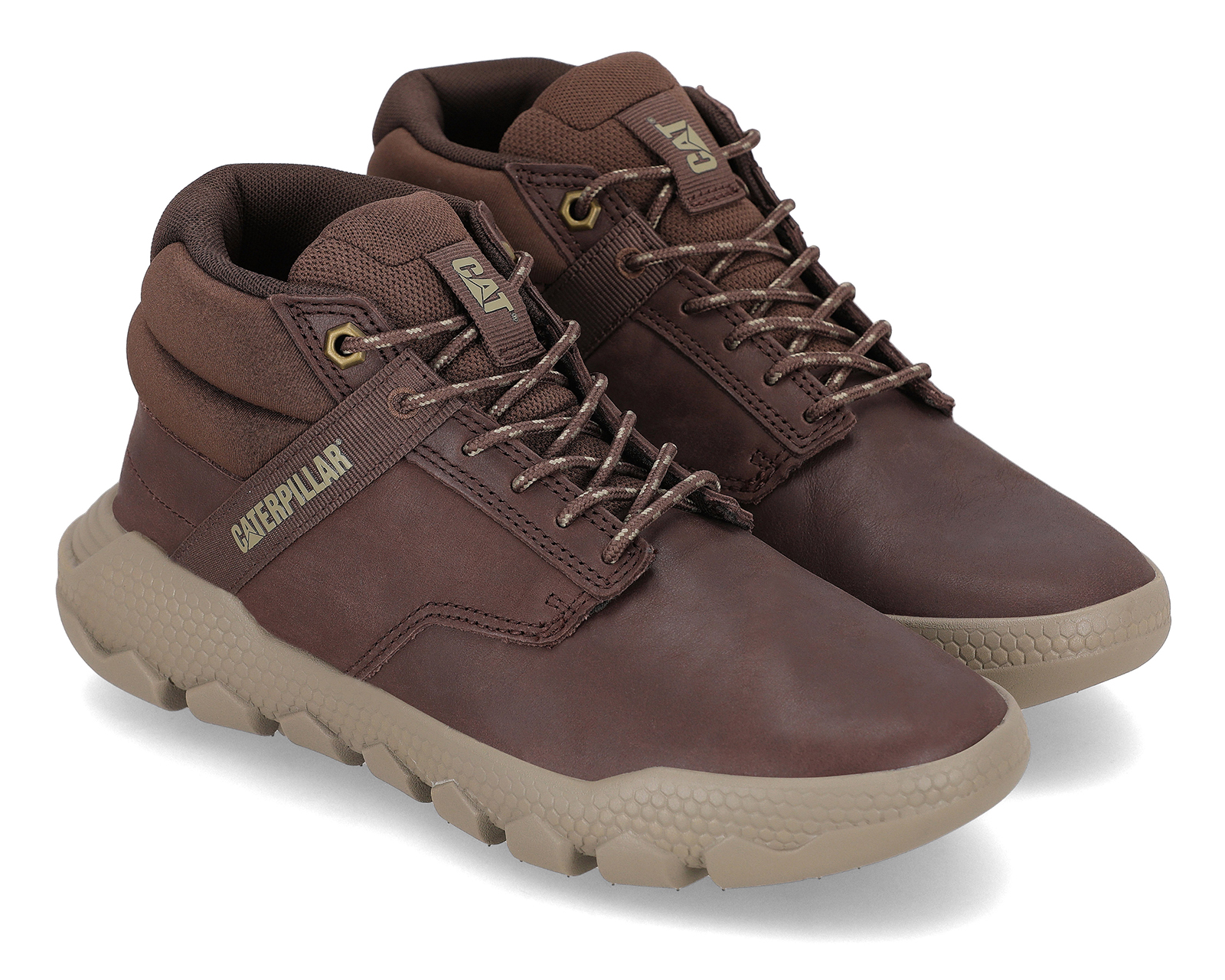 Bota Confort CAT Hex Lite Mid Deep Mahogany de Piel para Hombre