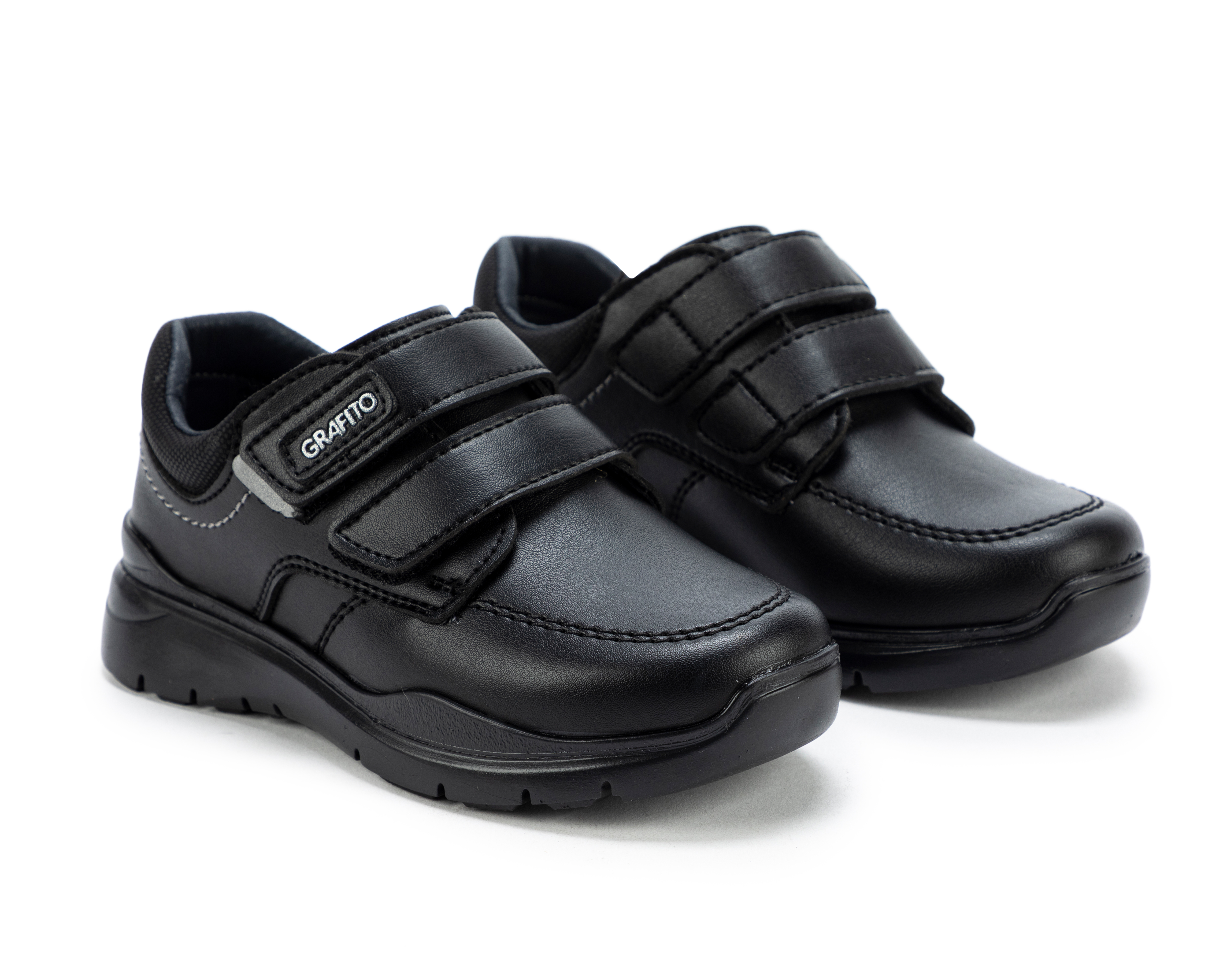 Zapatos Escolares Grafito de Piel para Niño