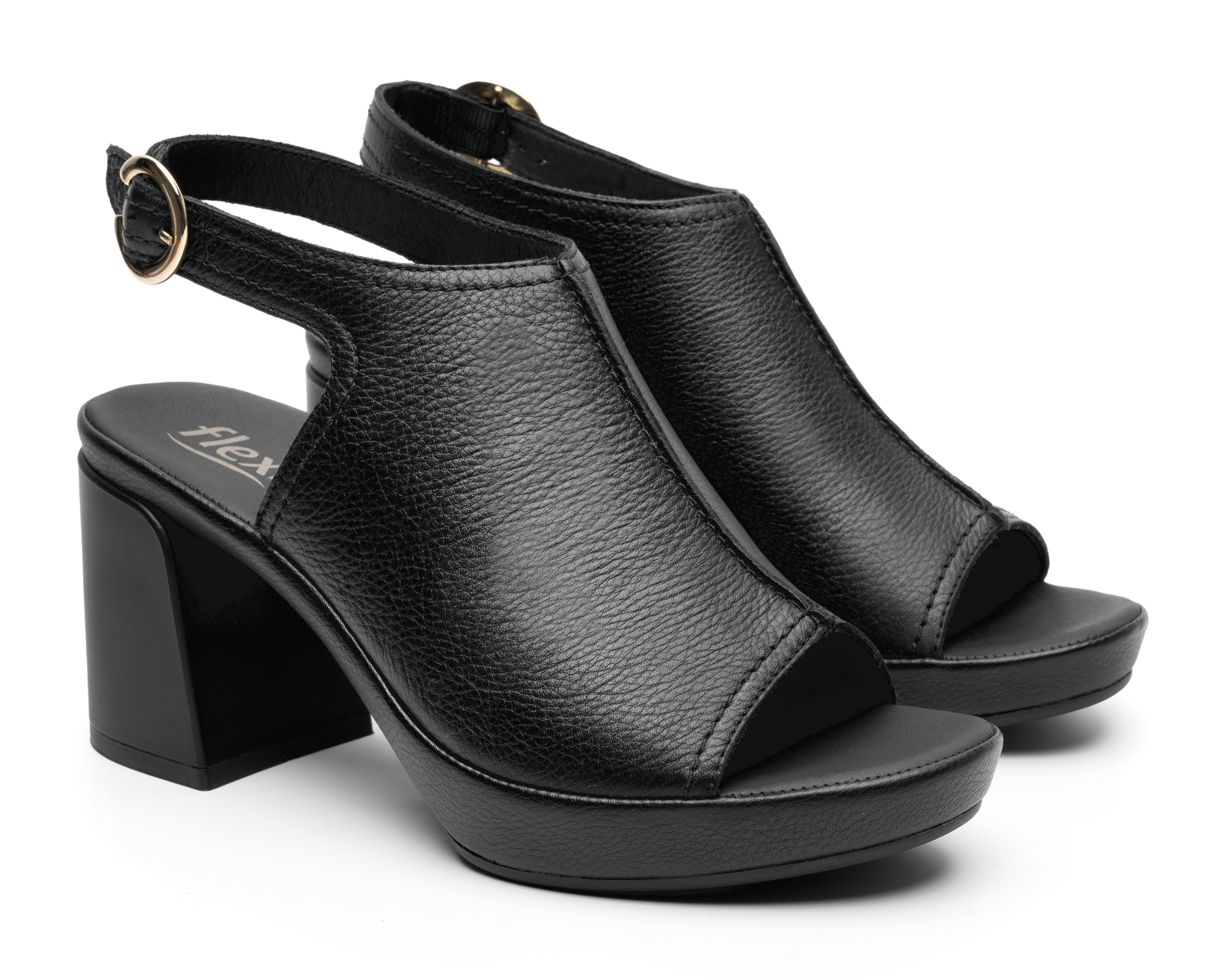 Sandalias de Tacón Flexi de Piel para Mujer