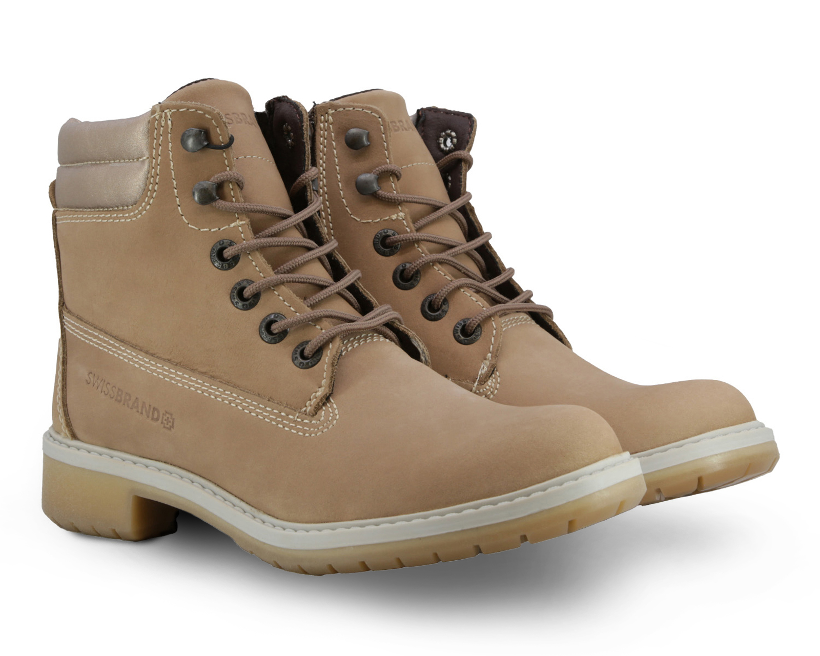Foto 2 pulgar | Foto 1 | Botas Urbanas Swissbrand Cham de Piel para Mujer